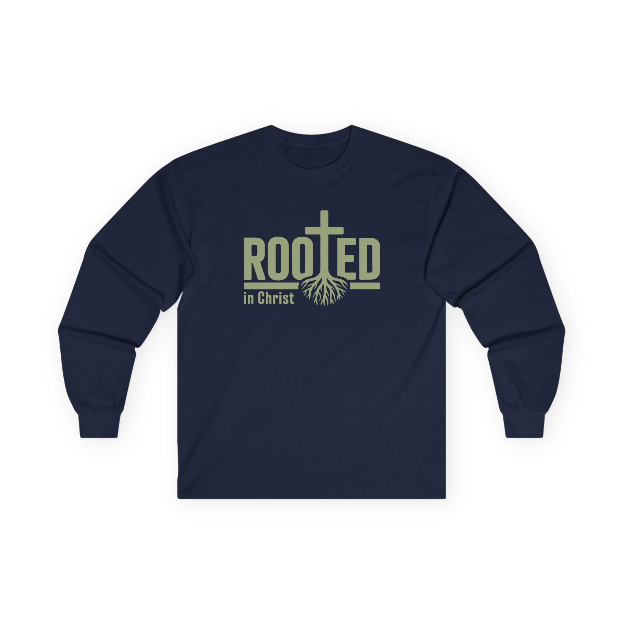 Faith Based Men's Long Sleeve T-Shirt - Rooted In Christ | Long - sleeve by atgodanddesigns