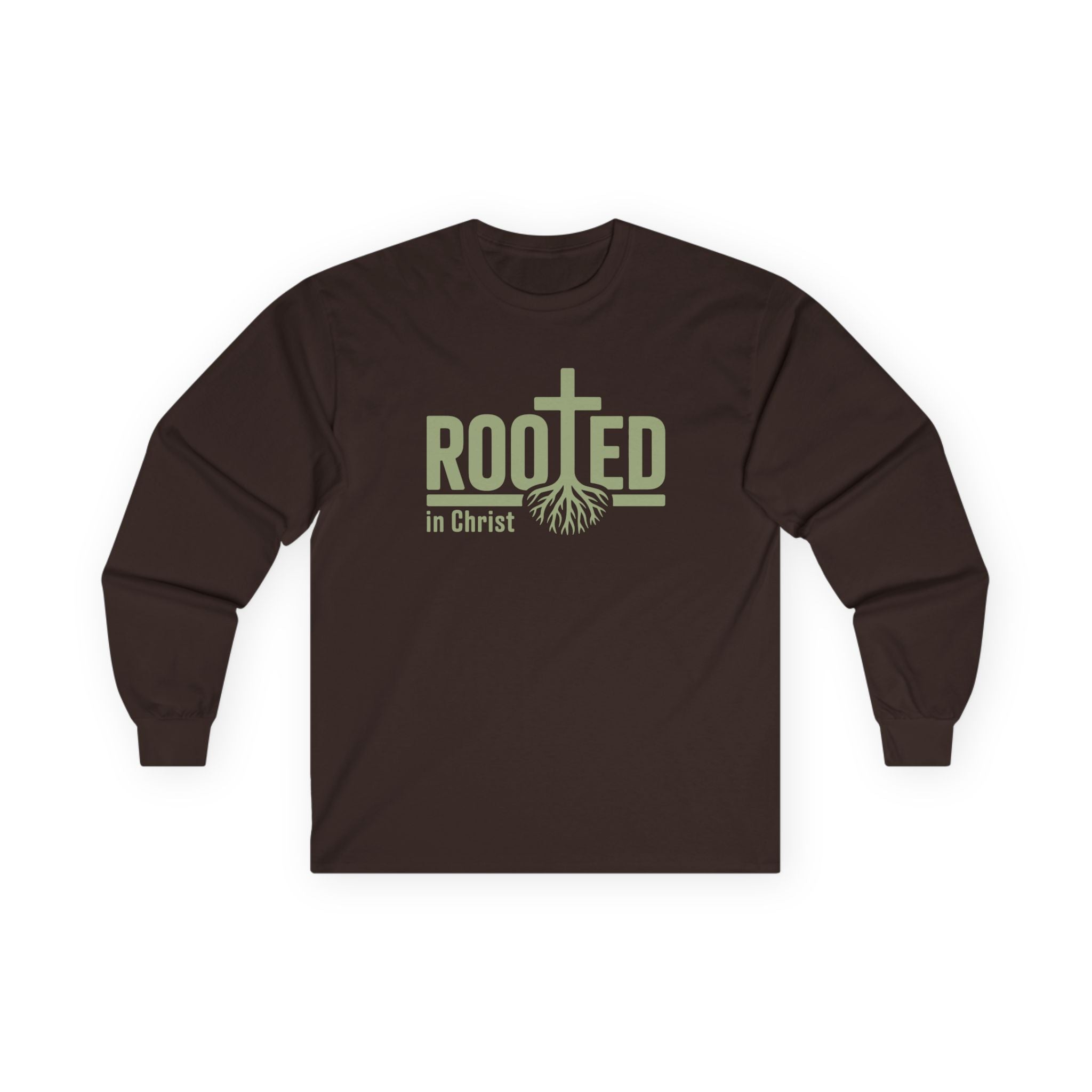 Faith Based Men's Long Sleeve T-Shirt - Rooted In Christ | Long - sleeve by atgodanddesigns