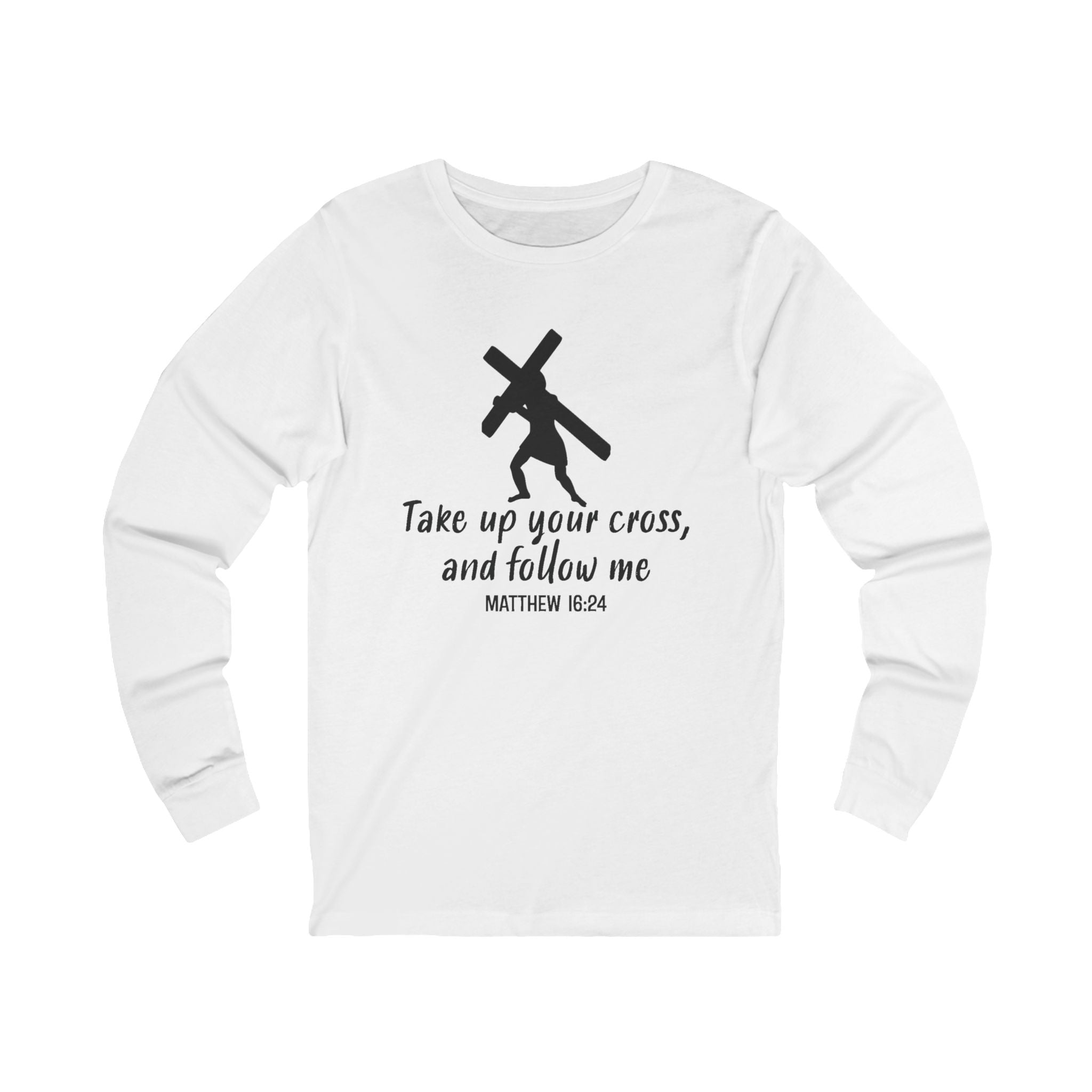 Faith Based Men's Long Sleeve - " Take Up Your Cross and Follow Me " | Long - sleeve by atgodanddesigns