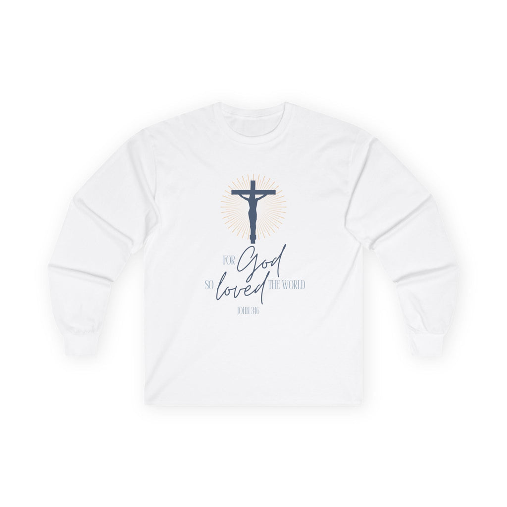 Faith Based Men's Long Sleeve Tee - For God So Loved The World | Long - sleeve by atgodanddesigns