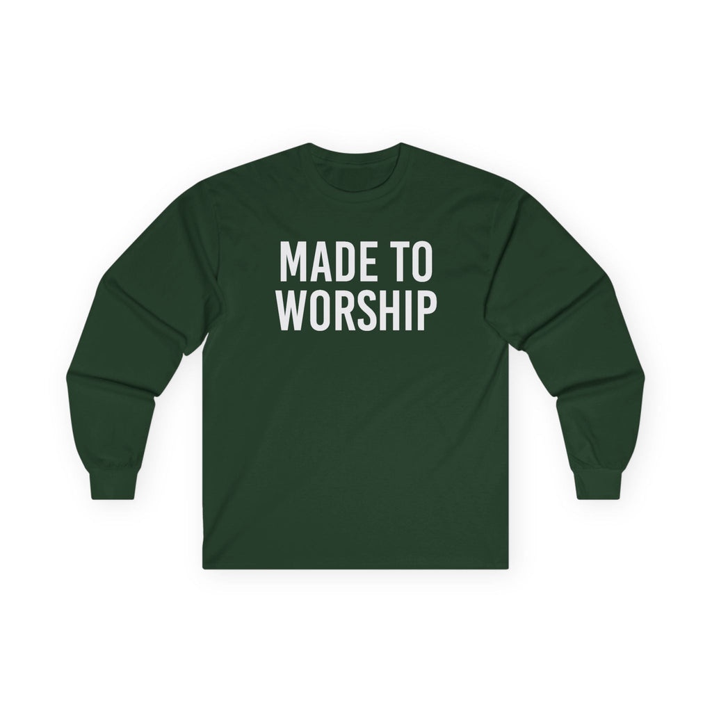 Faith Based Men's Long Sleeve Tee "Made to Worship" | Long - sleeve by atgodanddesigns