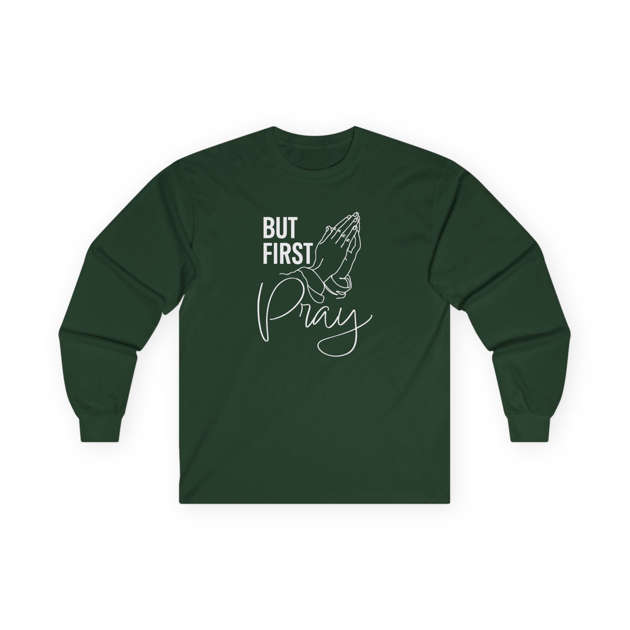 Faith Based Men's Long Sleeve Tee "Pray" | Long - sleeve by atgodanddesigns