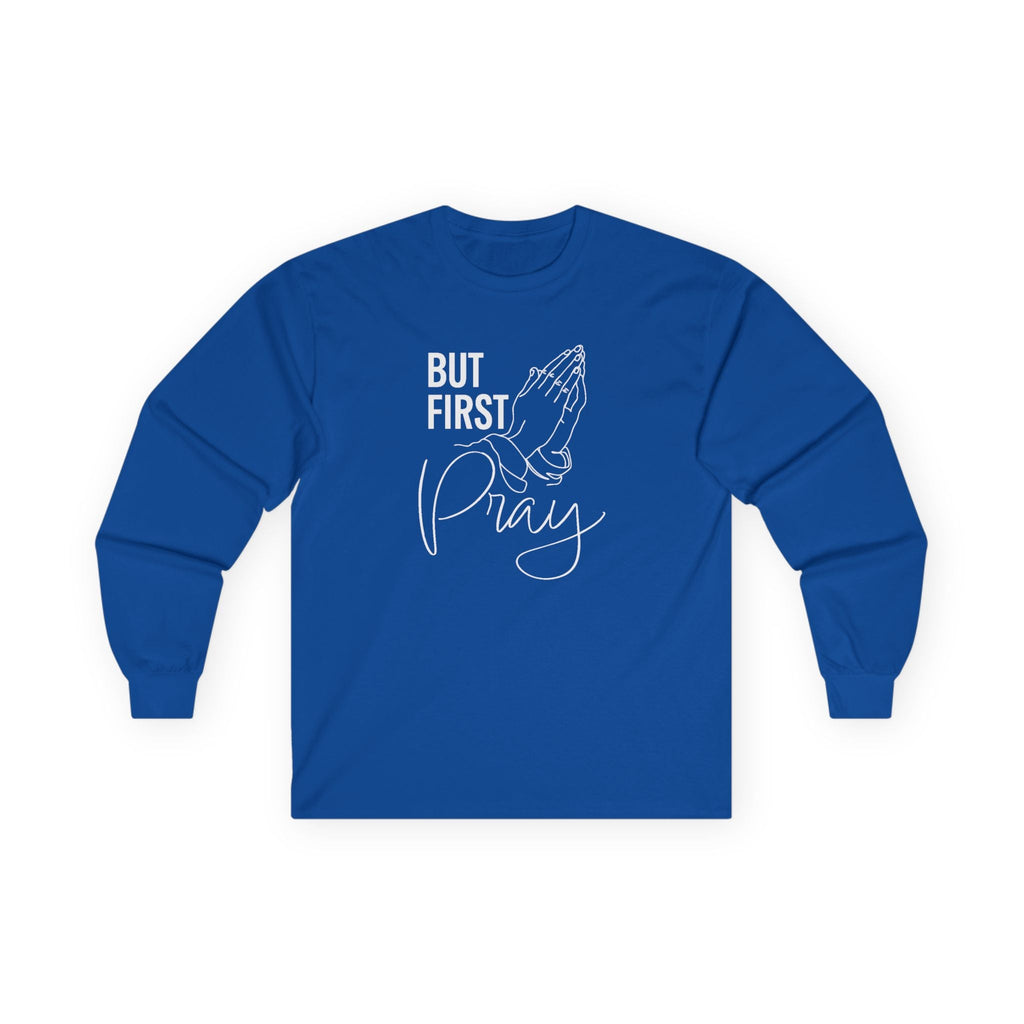 Faith Based Men's Long Sleeve Tee "Pray" | Long - sleeve by atgodanddesigns