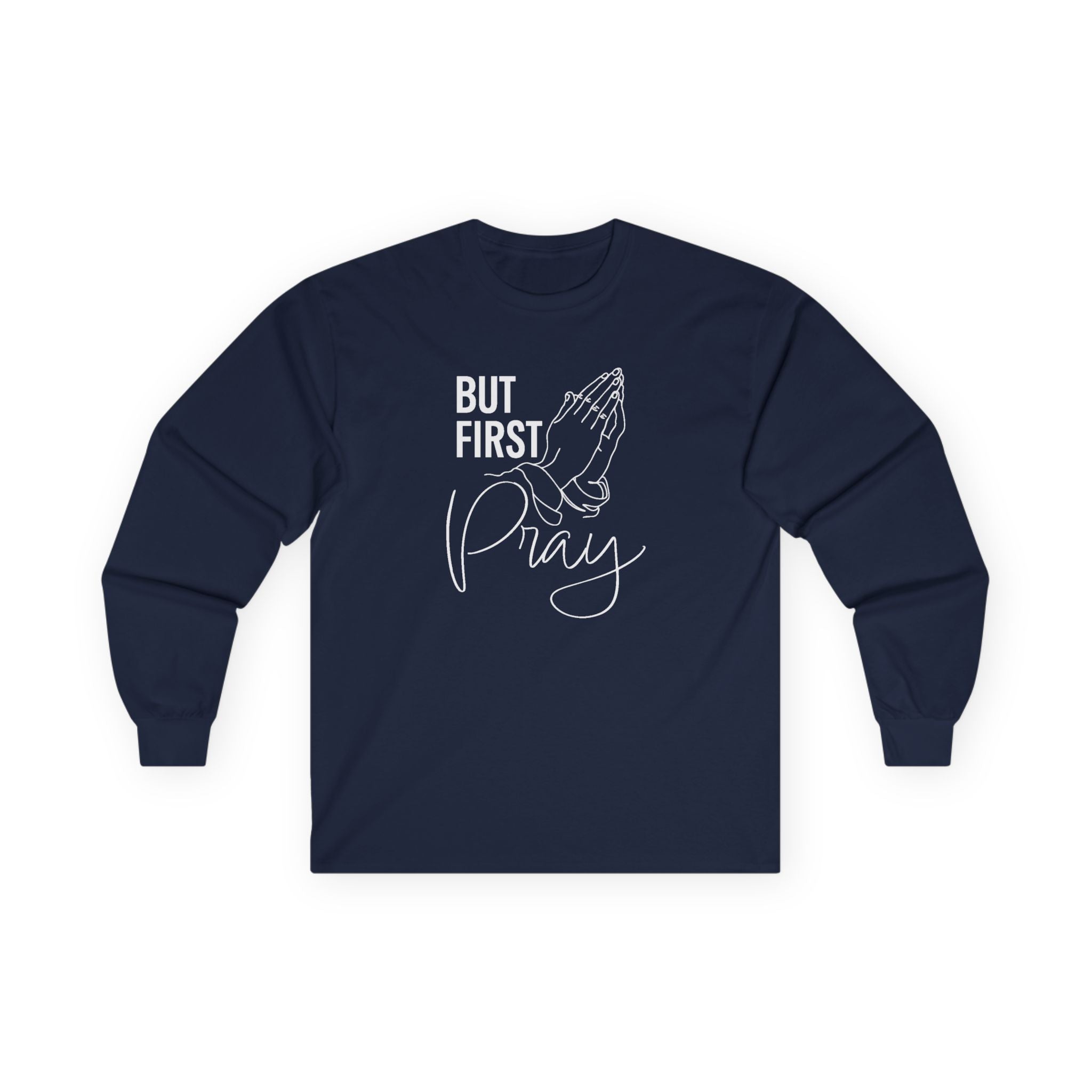 Faith Based Men's Long Sleeve Tee "Pray" | Long - sleeve by atgodanddesigns