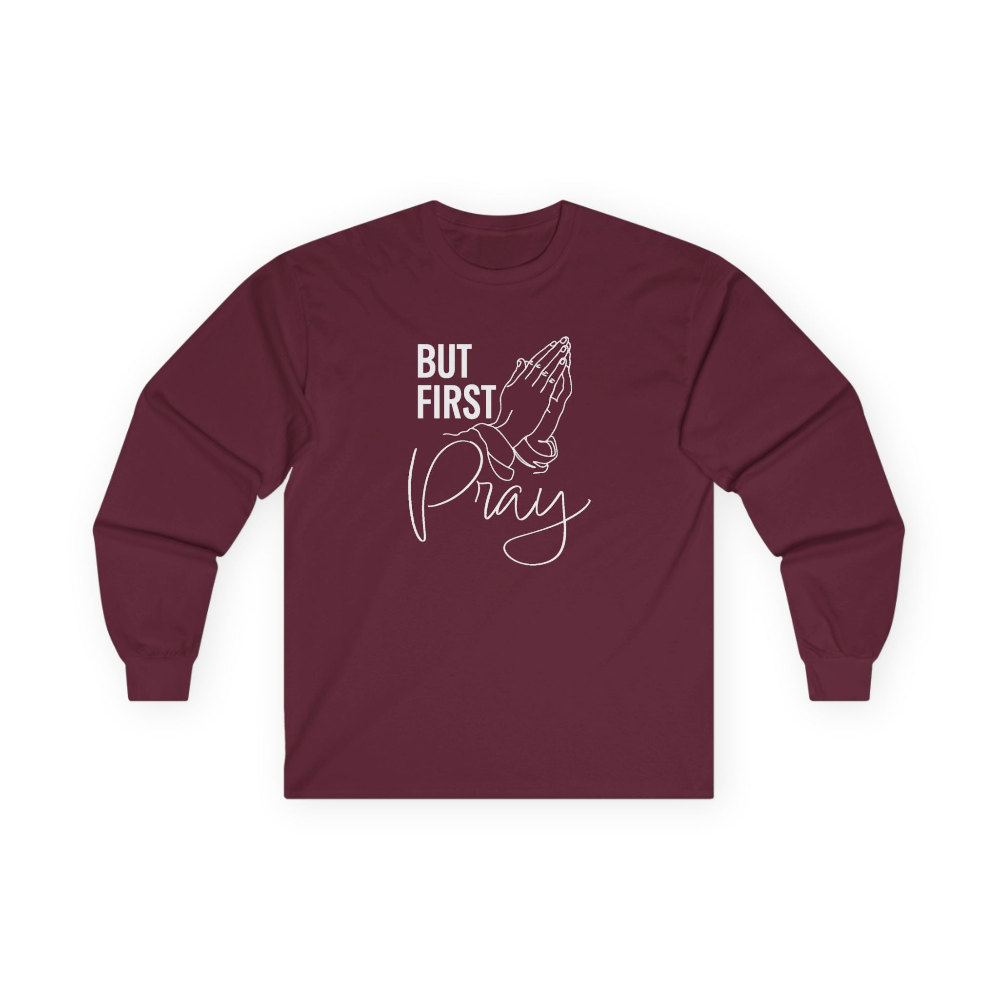Faith Based Men's Long Sleeve Tee "Pray" | Long - sleeve by atgodanddesigns