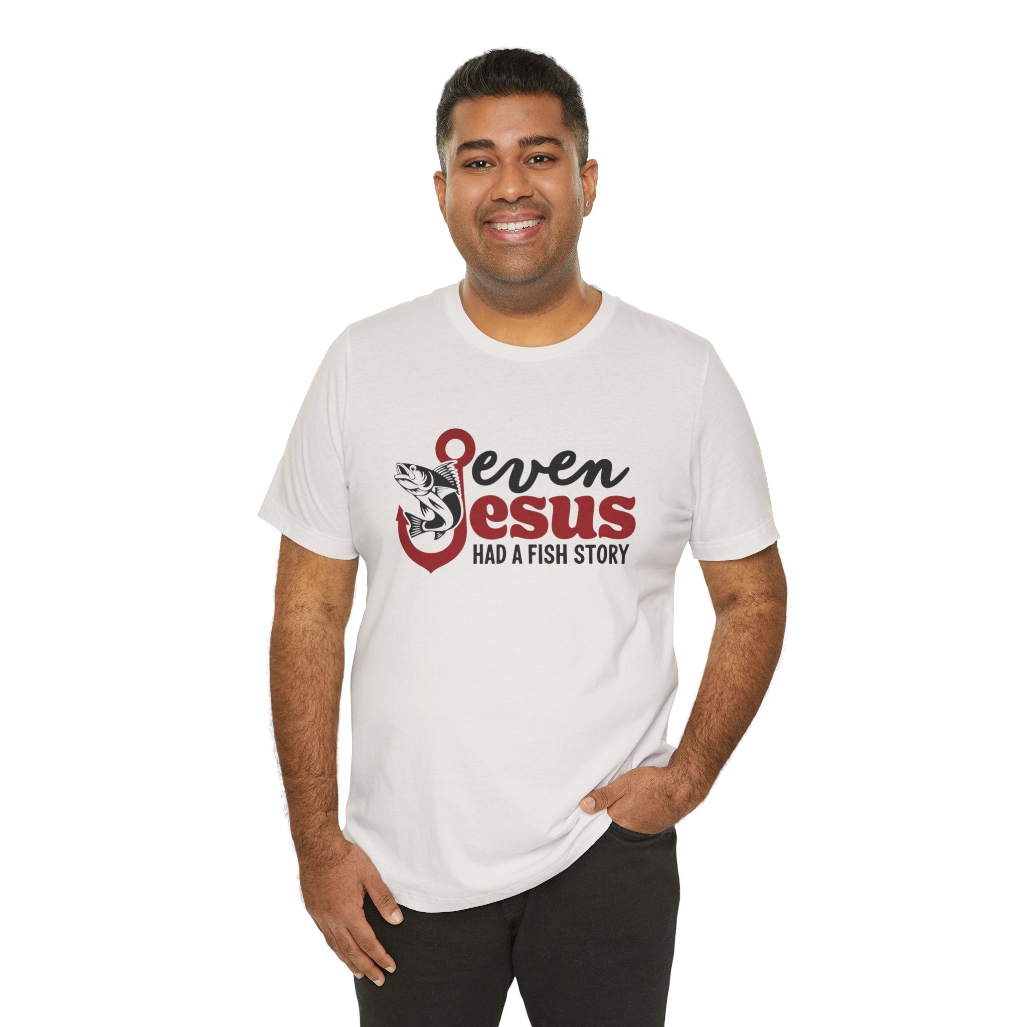 Faith Based Men's T-shirt - Even Jesus Had A Fishing Story | T-Shirt by atgodanddesigns
