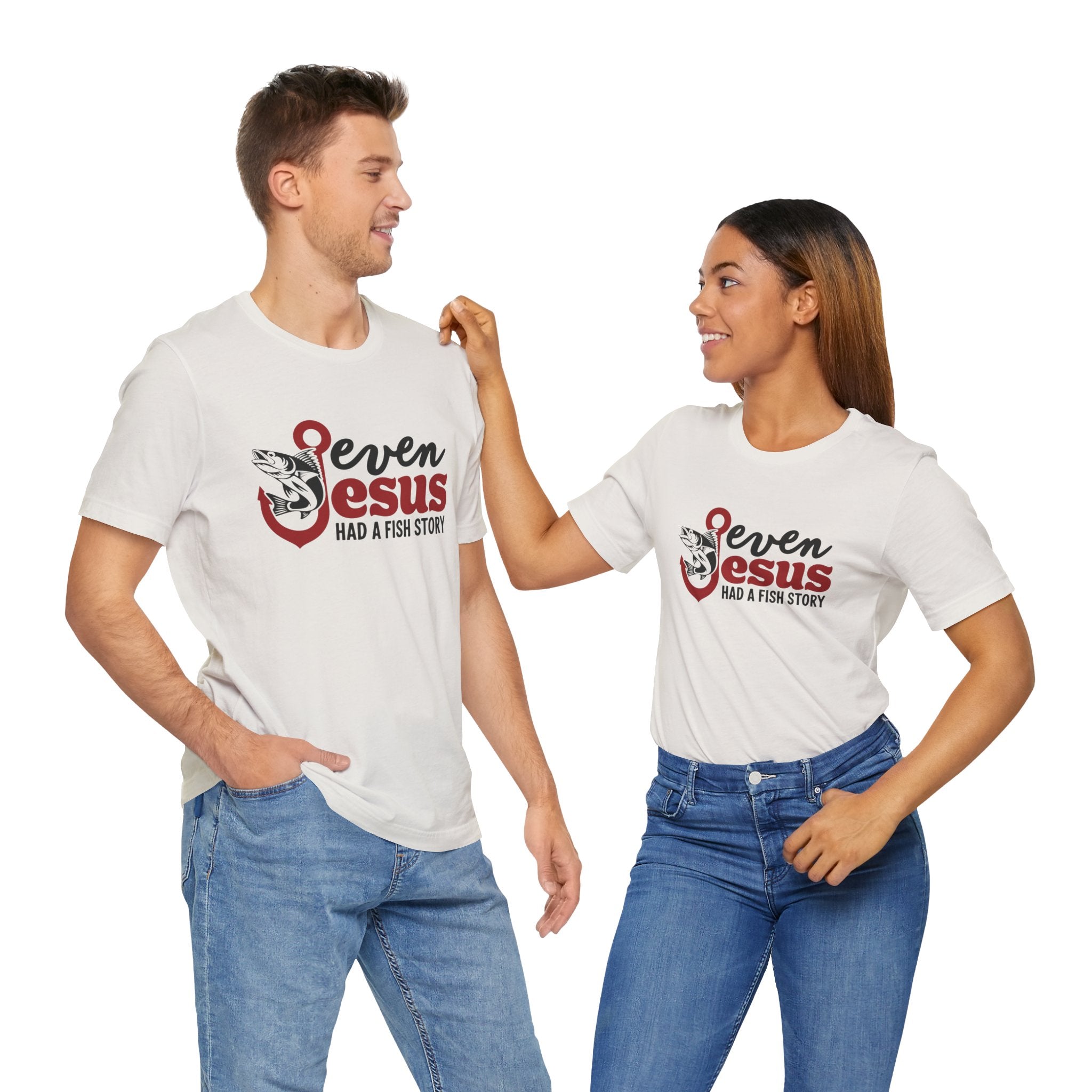 Faith Based Men's T-shirt - Even Jesus Had A Fishing Story | T-Shirt by atgodanddesigns