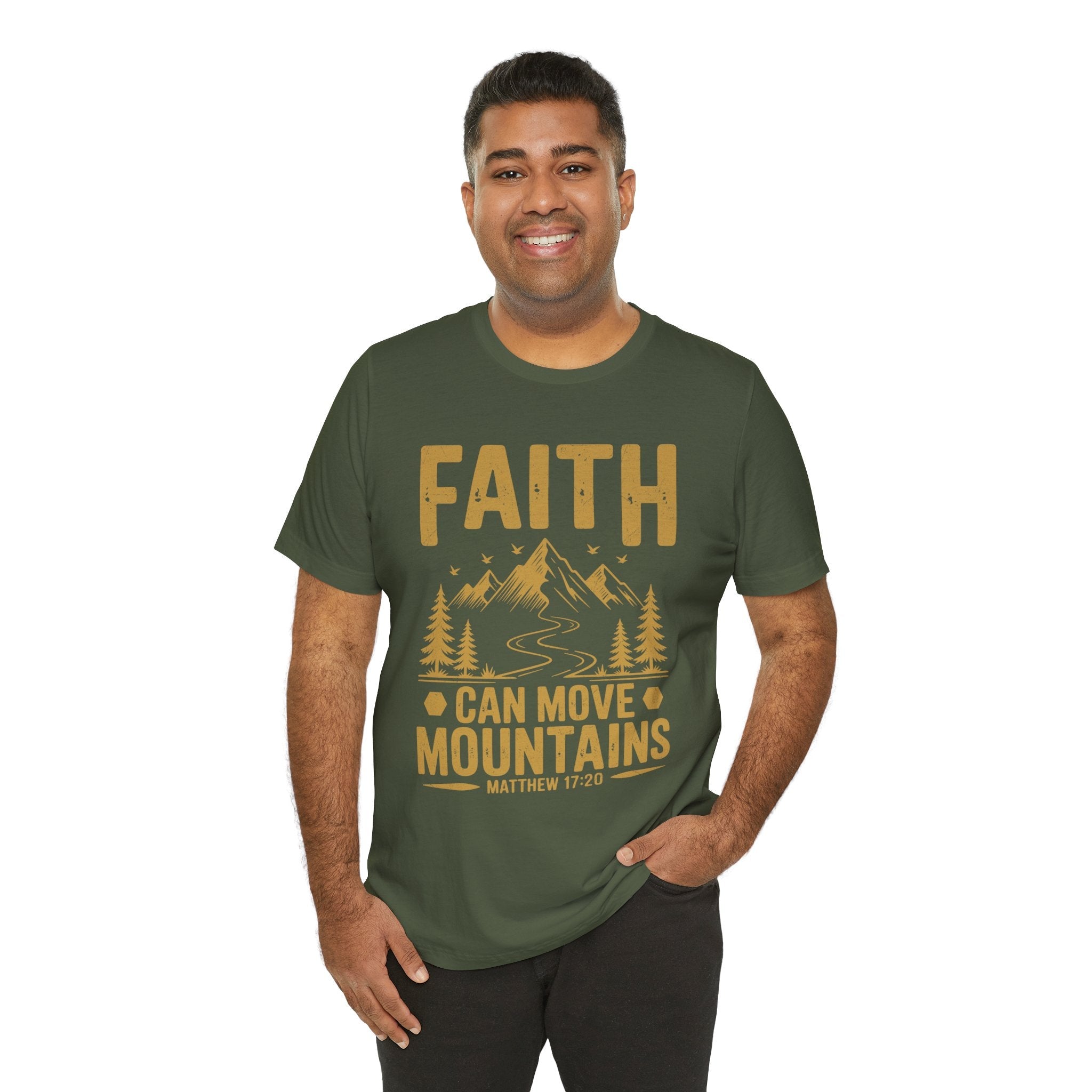 Faith Based Men's T-Shirt - " Faith Can Move Mountains" | T-Shirt by atgodanddesigns