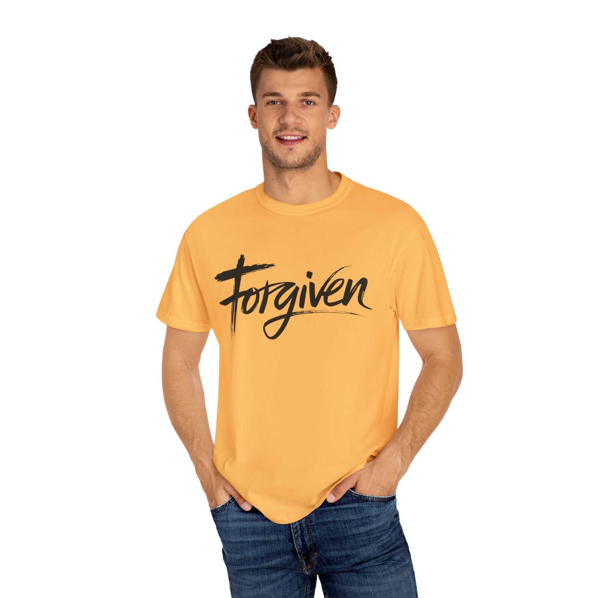 Faith Based Men's T-Shirt - Forgiven | T-Shirt by atgodanddesigns