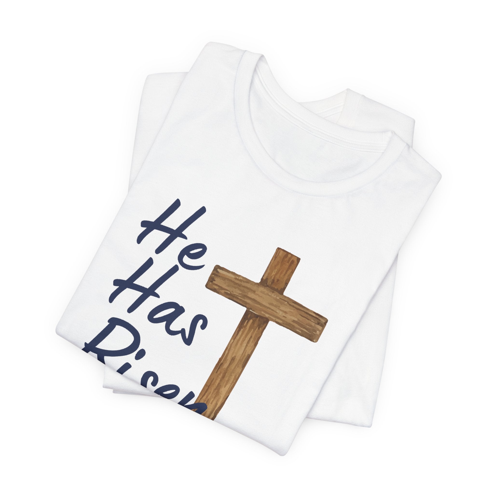 Faith Based Men's T-Shirt - He Has Risen | T-Shirt by atgodanddesigns