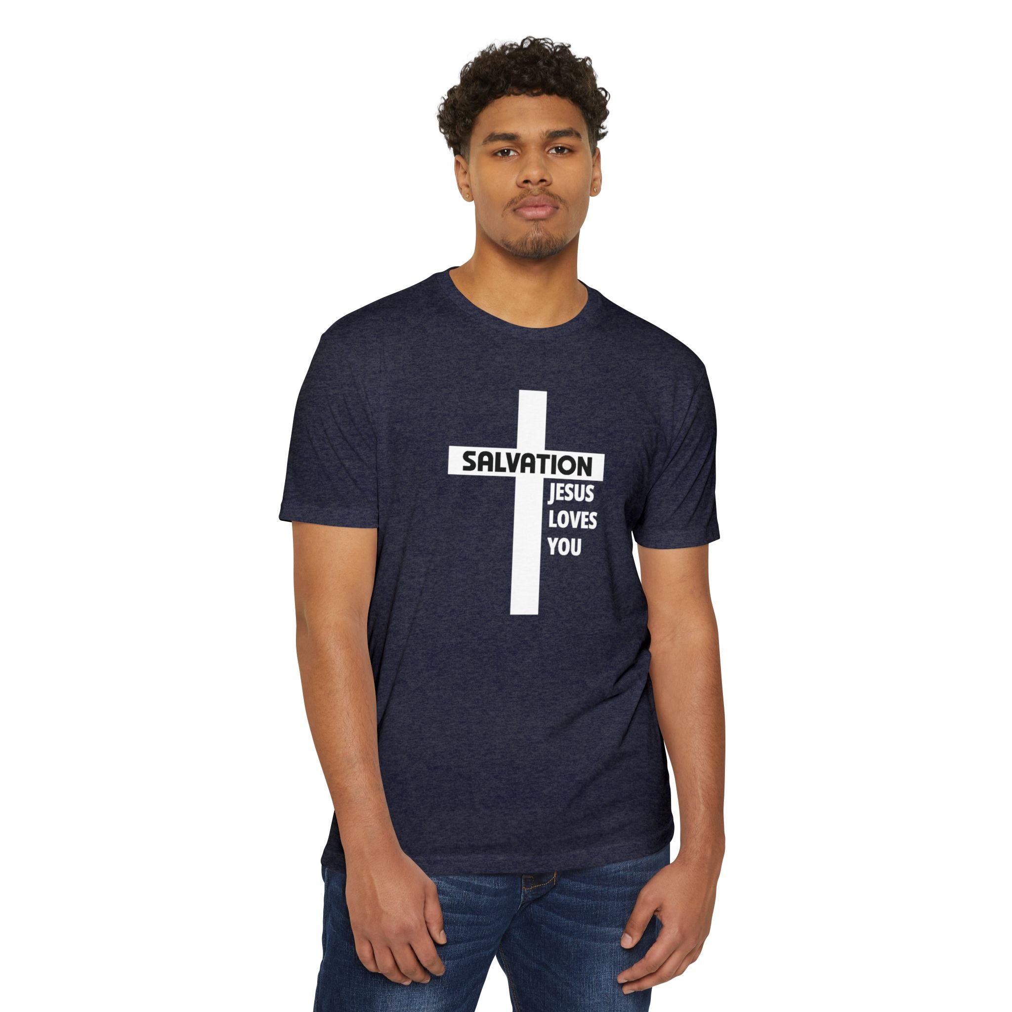 Faith Based Men's T-Shirt - Jesus Loves You | T-Shirt by atgodanddesigns