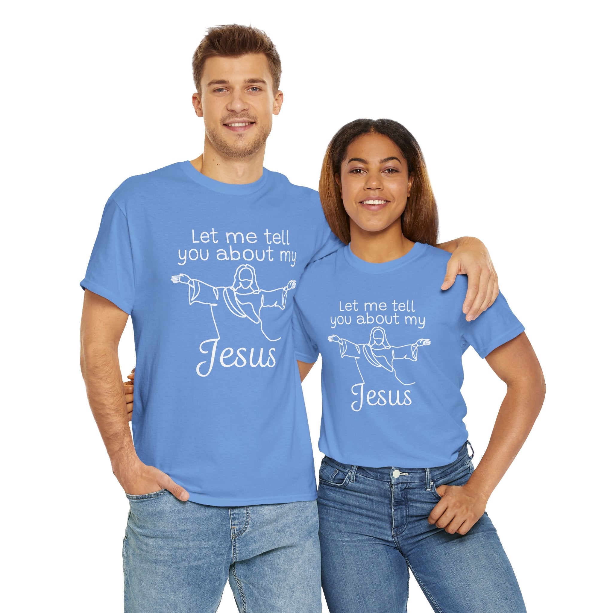 Faith Based Men's T-Shirt - Let me tell you about my Jesus | T-Shirt by atgodanddesigns