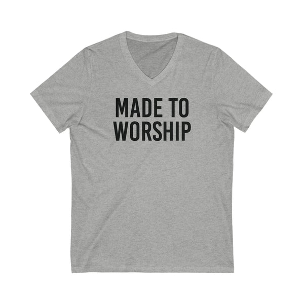 Faith Based Men's T-Shirt - Made to Worship | V - neck by atgodanddesigns