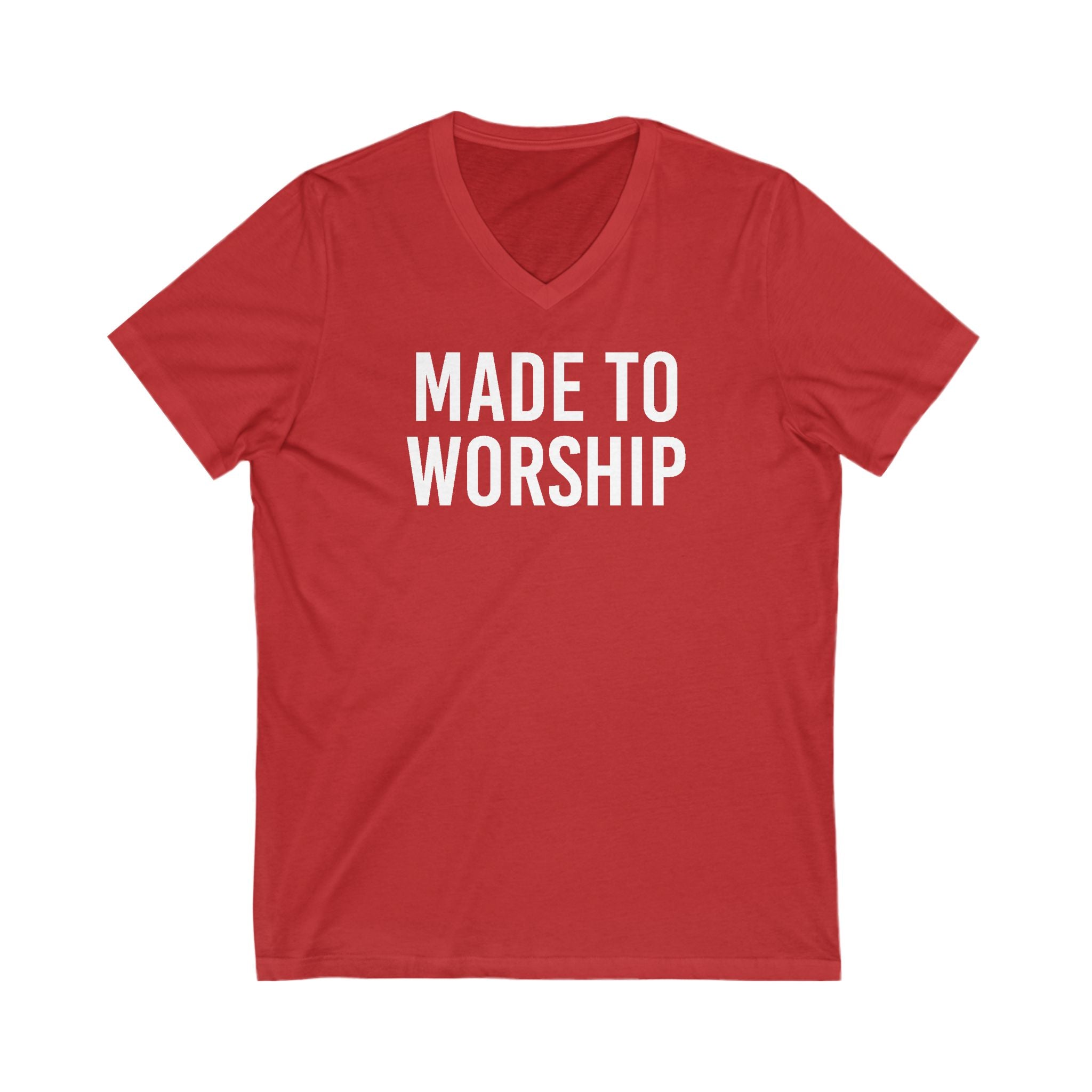 Faith Based Men's T-Shirt - Made to Worship | V - neck by atgodanddesigns