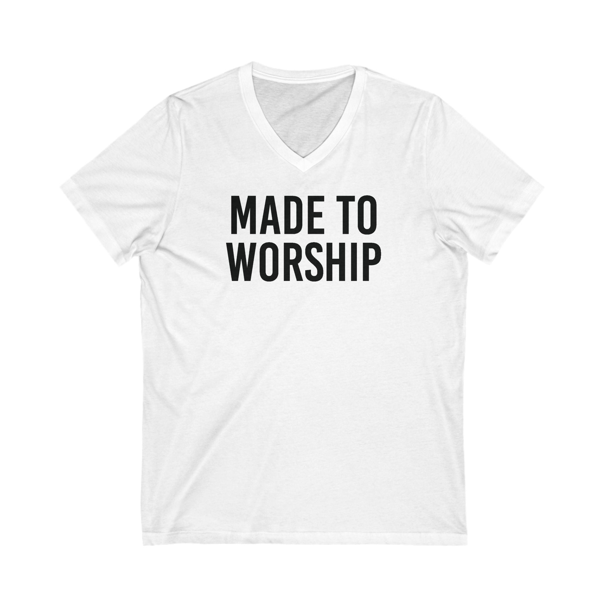 Faith Based Men's T-Shirt - Made to Worship | V - neck by atgodanddesigns