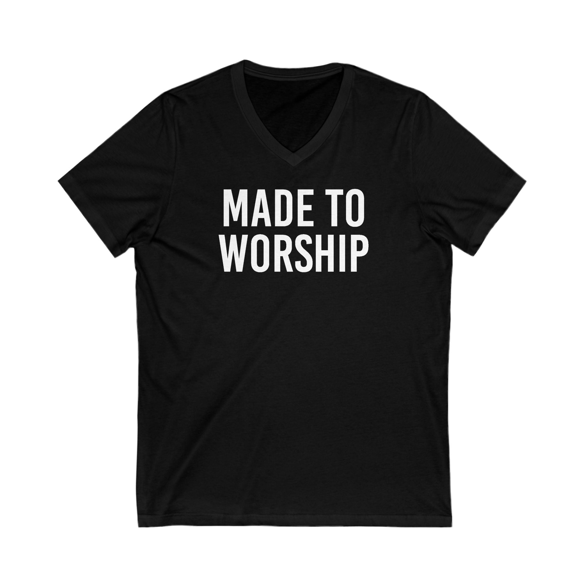 Faith Based Men's T-Shirt - Made to Worship | V - neck by atgodanddesigns