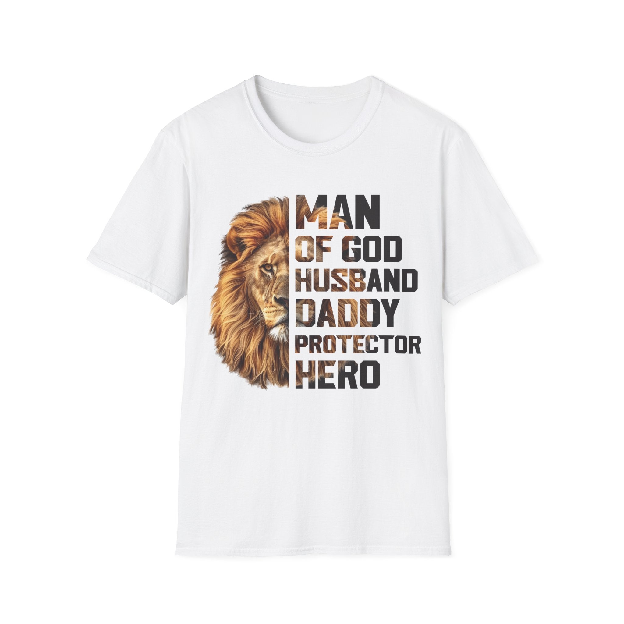 Faith Based Men's T-Shirt - Man Of God., Husband, Daddy, Protector, Hero | T-Shirt by atgodanddesigns
