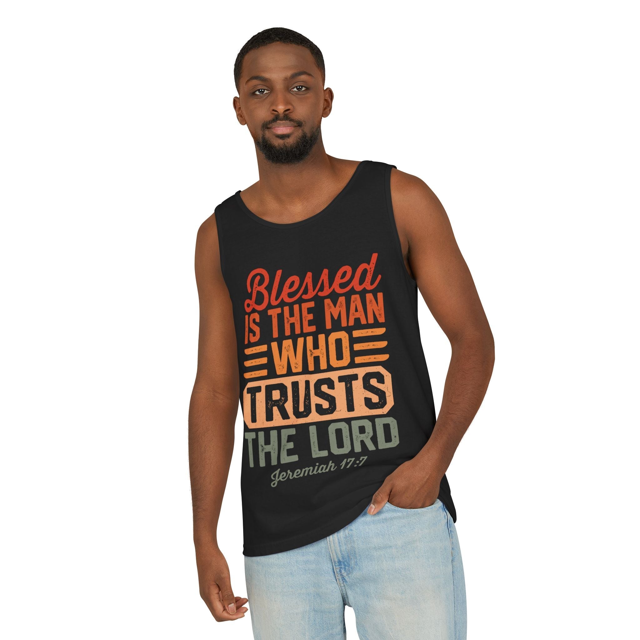 Faith Based Men's Tank Top - "Blessed Is The Man" | Tank Top by atgodanddesigns