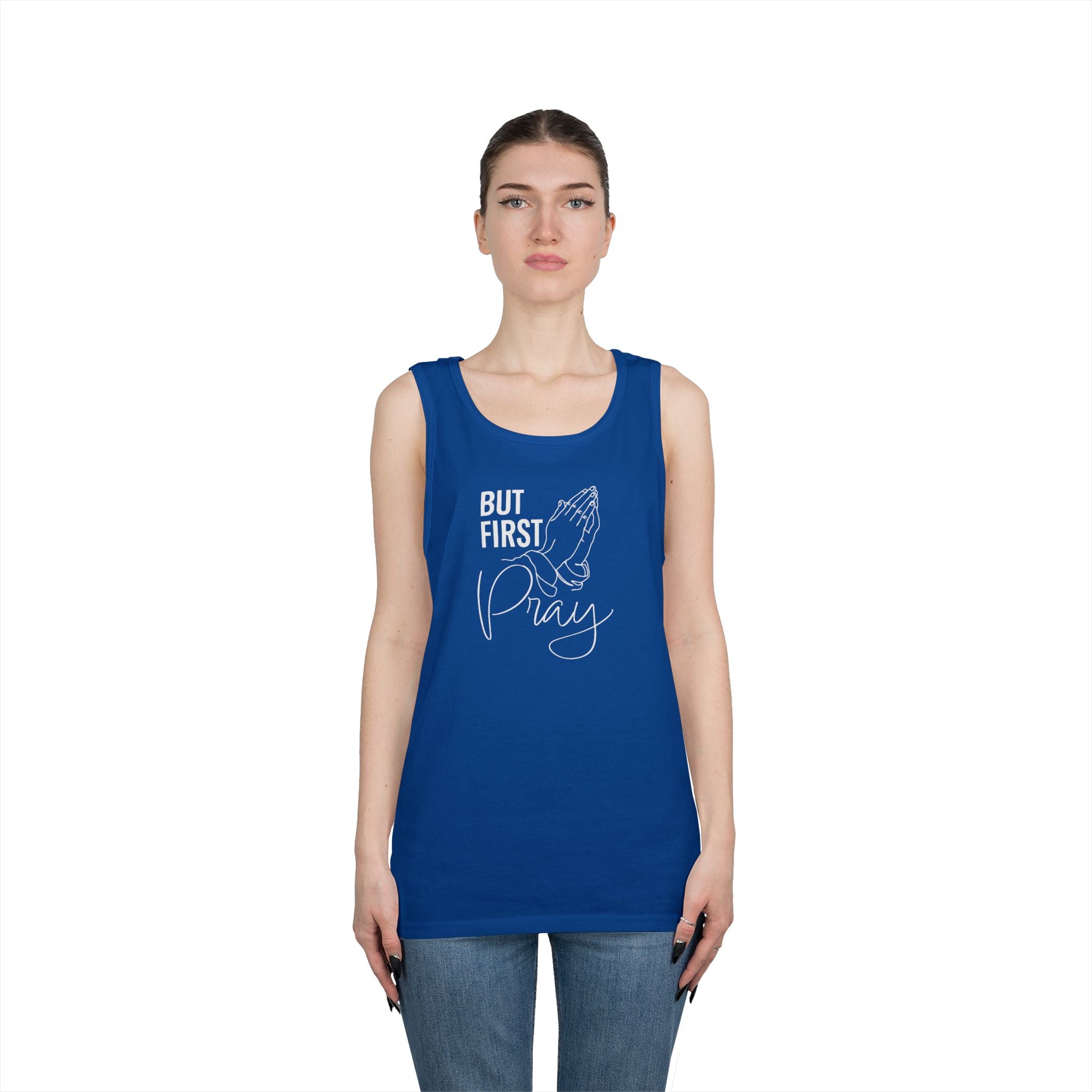 Faith Based Men's Tank Top - But First Pray | Tank Top by atgodanddesigns