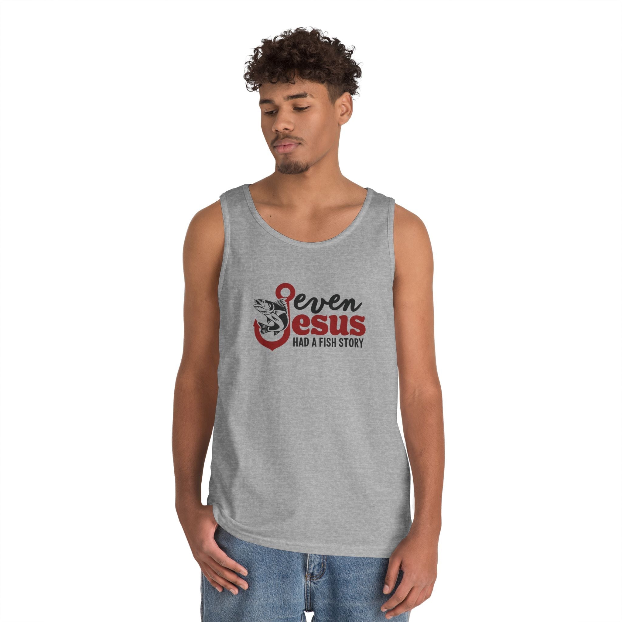 Faith Based Men's Tank Top - Even Jesus Had A Fish Story | Tank Top by atgodanddesigns