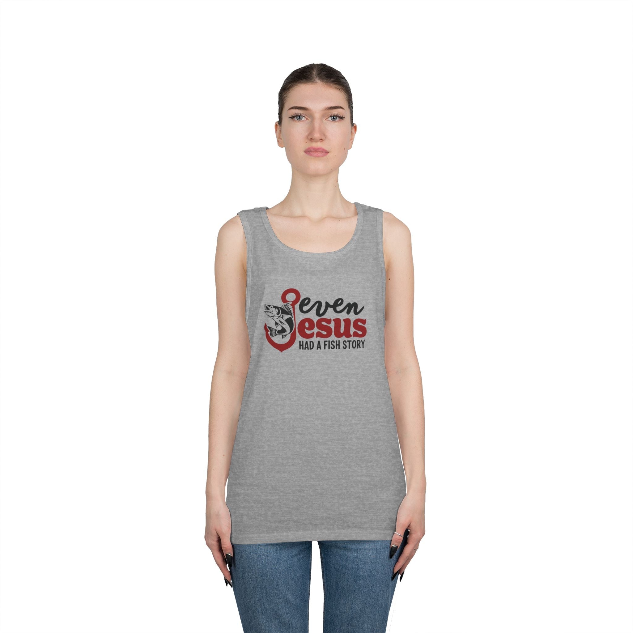 Faith Based Men's Tank Top - Even Jesus Had A Fish Story | Tank Top by atgodanddesigns