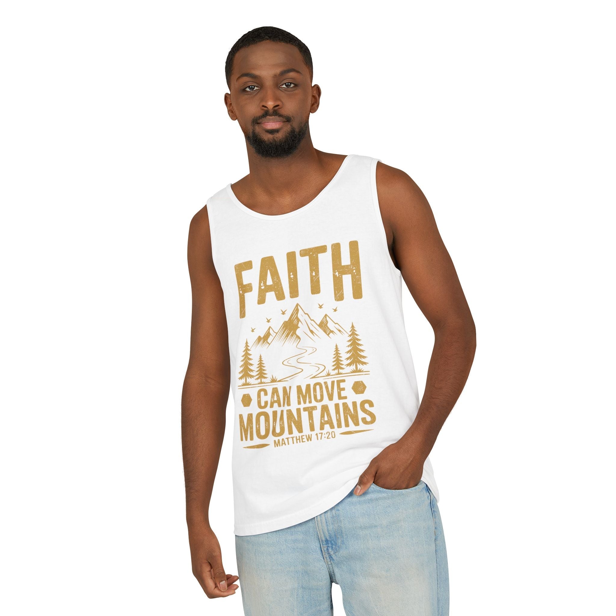 Faith Based Men's Tank Top - " Faith Can Move Mountains" | Tank Top by atgodanddesigns