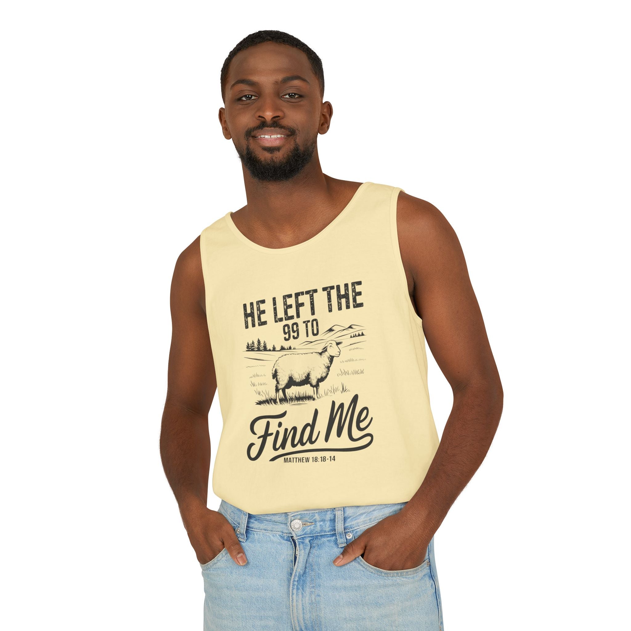 Faith Based Men's Tank Top - He Left The 99 To Find Me | Tank Top by atgodanddesigns