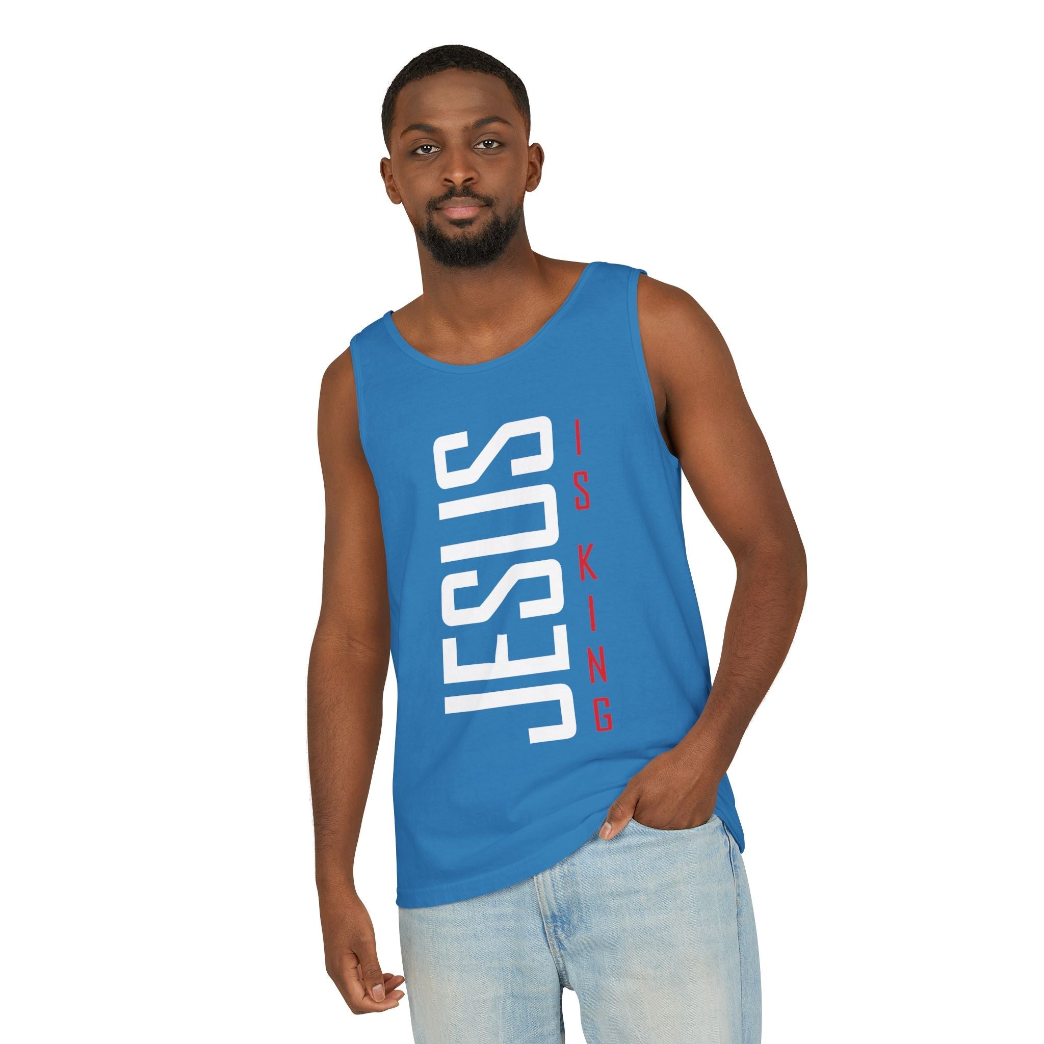 Faith Based Men's Tank Top - "Jesus Is King" | Tank Top by atgodanddesigns
