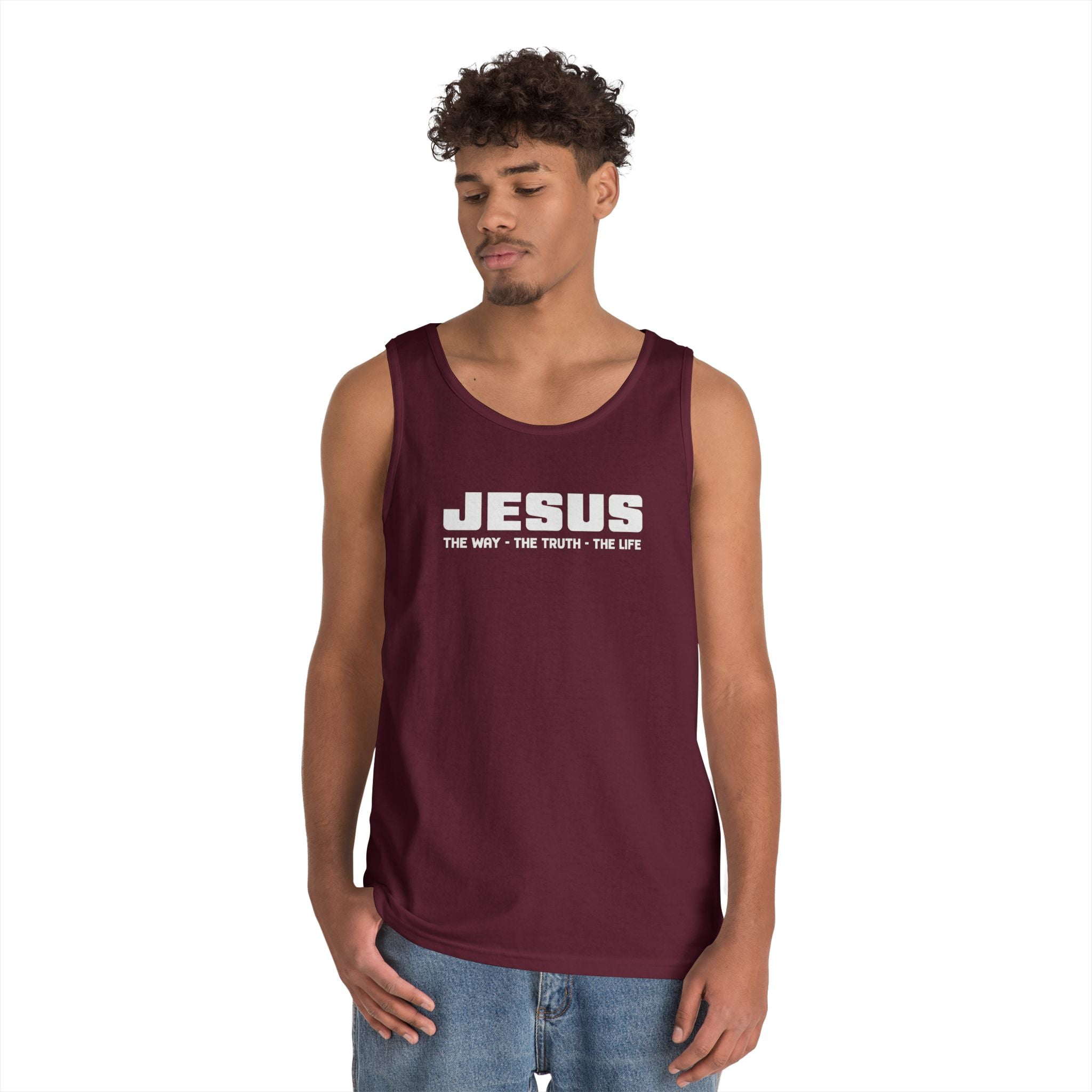 Faith Based Men's Tank Top - JESUS THE WAY THE TRUTH THE LIFE | Tank Top by atgodanddesigns