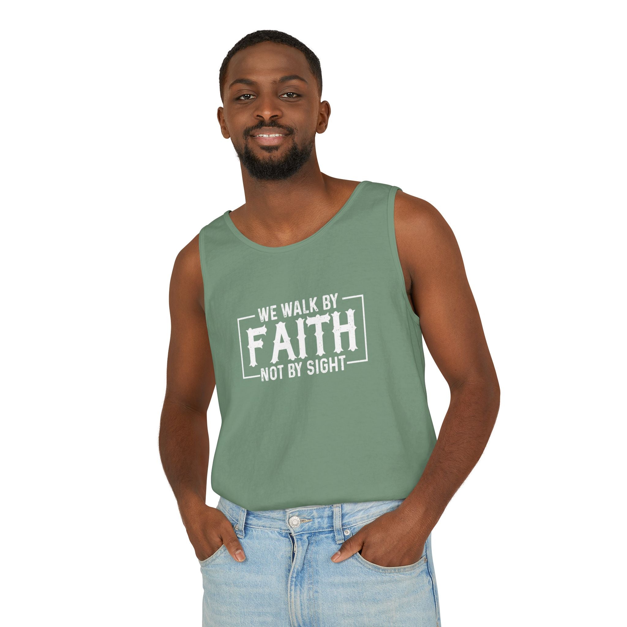 Faith Based Men's Tank Top - Tank Top - We Walk By FAITH Not By Sight | Tank Top by atgodanddesigns