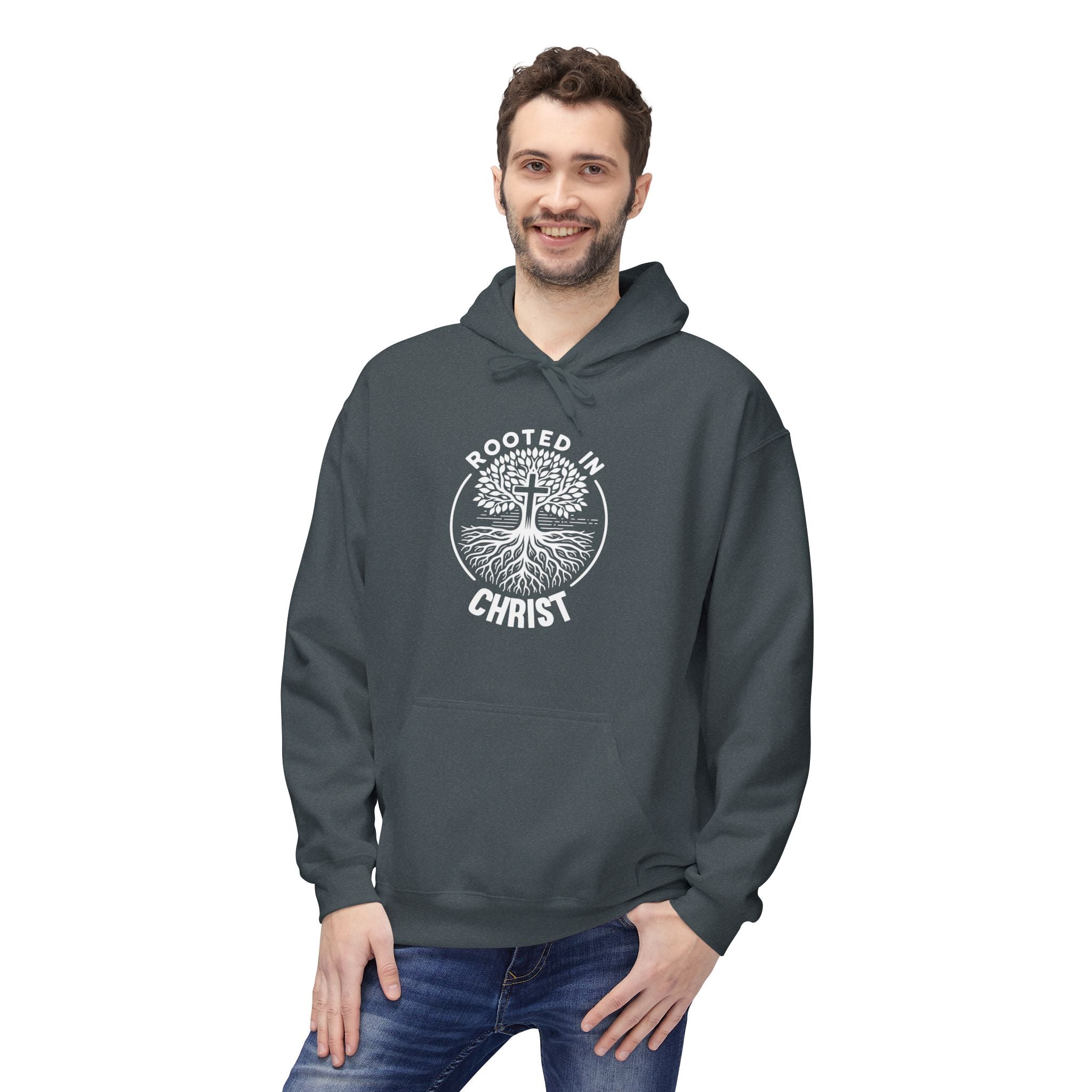 Faith Based Teen Boys Fleece Hoodie - Rooted In Christ | Hoodie by atgodanddesigns