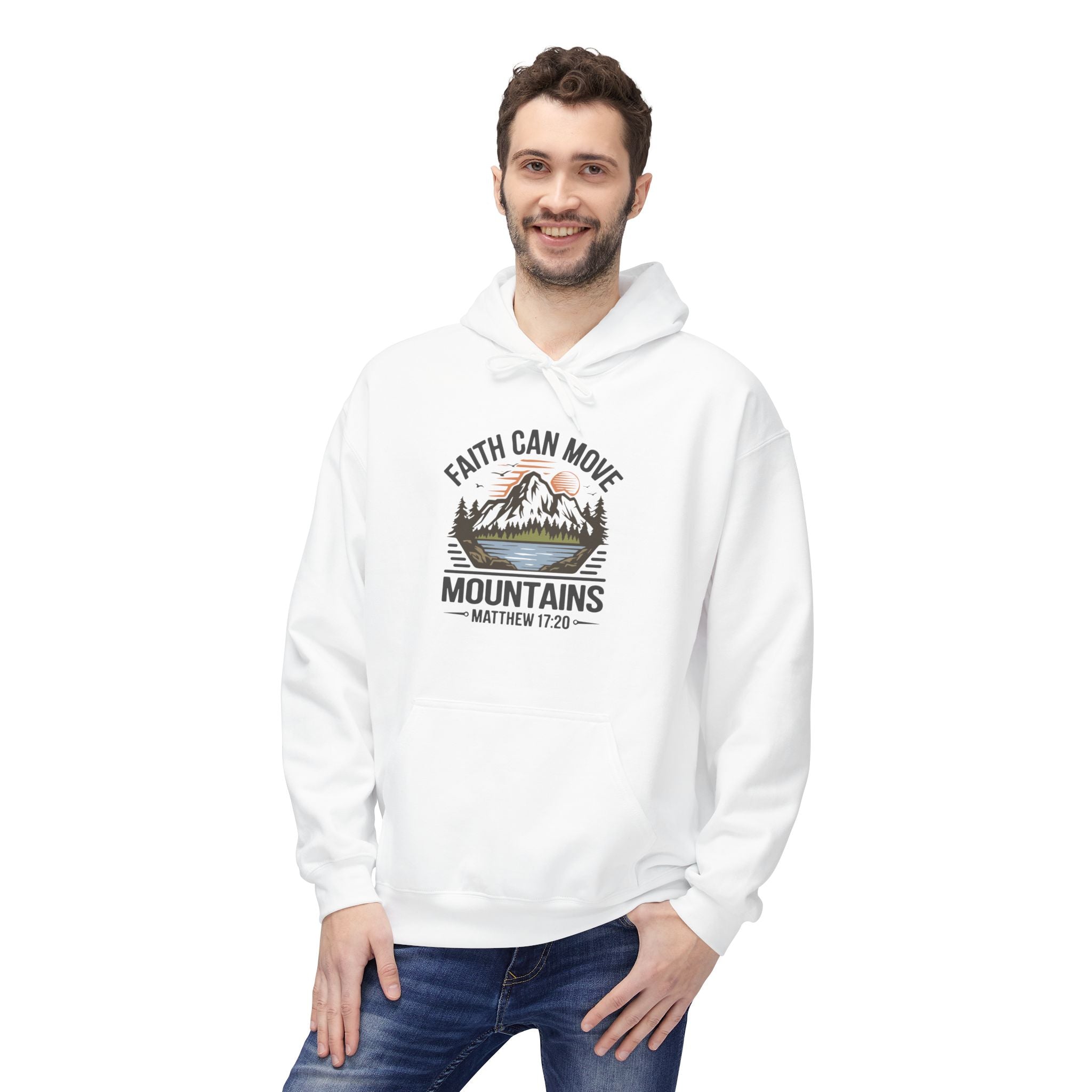 Faith Based Teen Boys Hoodie - Faith Can Move Mountains | Hoodie by atgodanddesigns