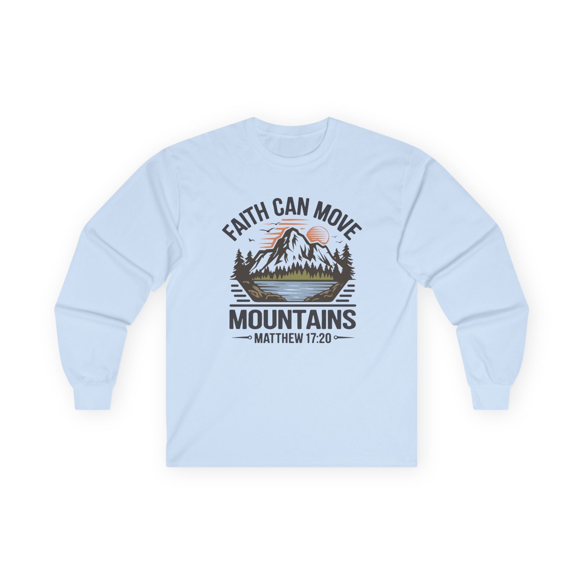 Faith Based Teen Boys Long Sleeve T-Shirt - Faith Can Move Mountains | Long - sleeve by atgodanddesigns