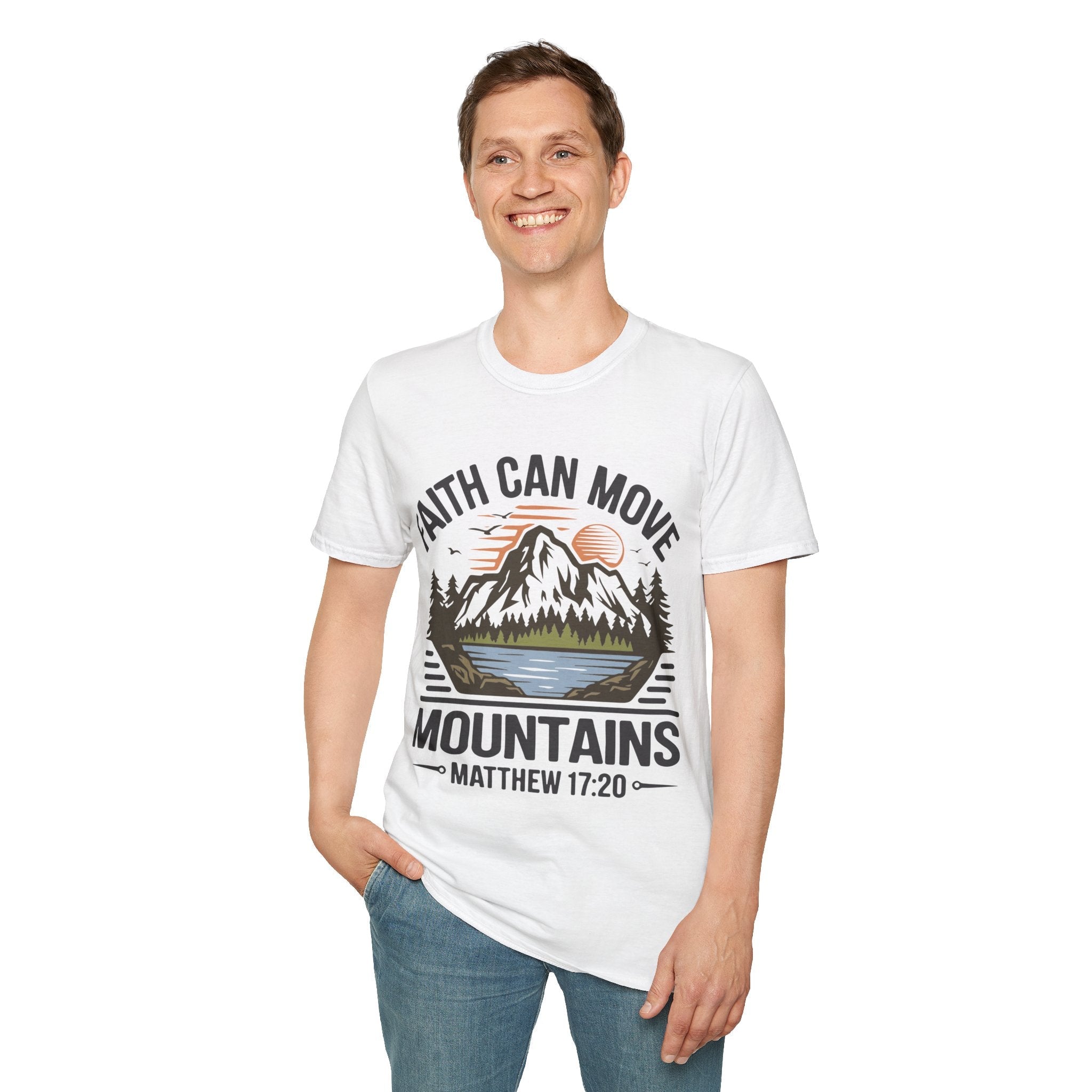 Faith Based Teen Boys T-Shirt - Faith Can Move Mountains | T-Shirt by atgodanddesigns