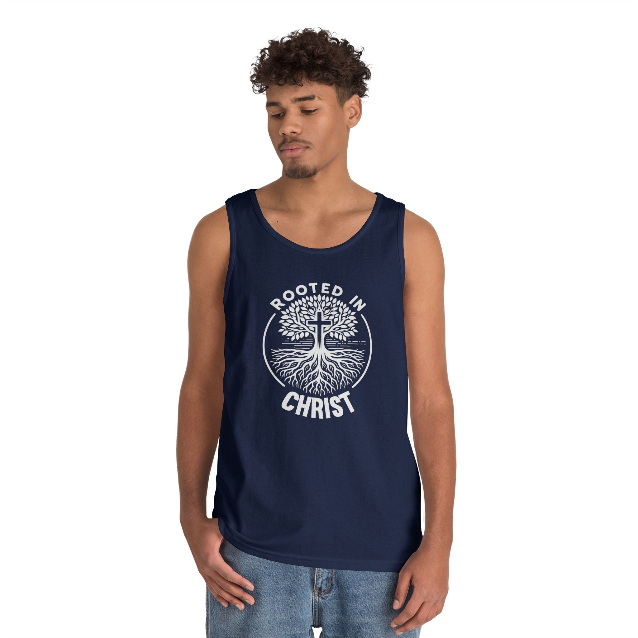 Faith Based Teen Boys Tank - Rooted in Christ | Tank Top by atgodanddesigns
