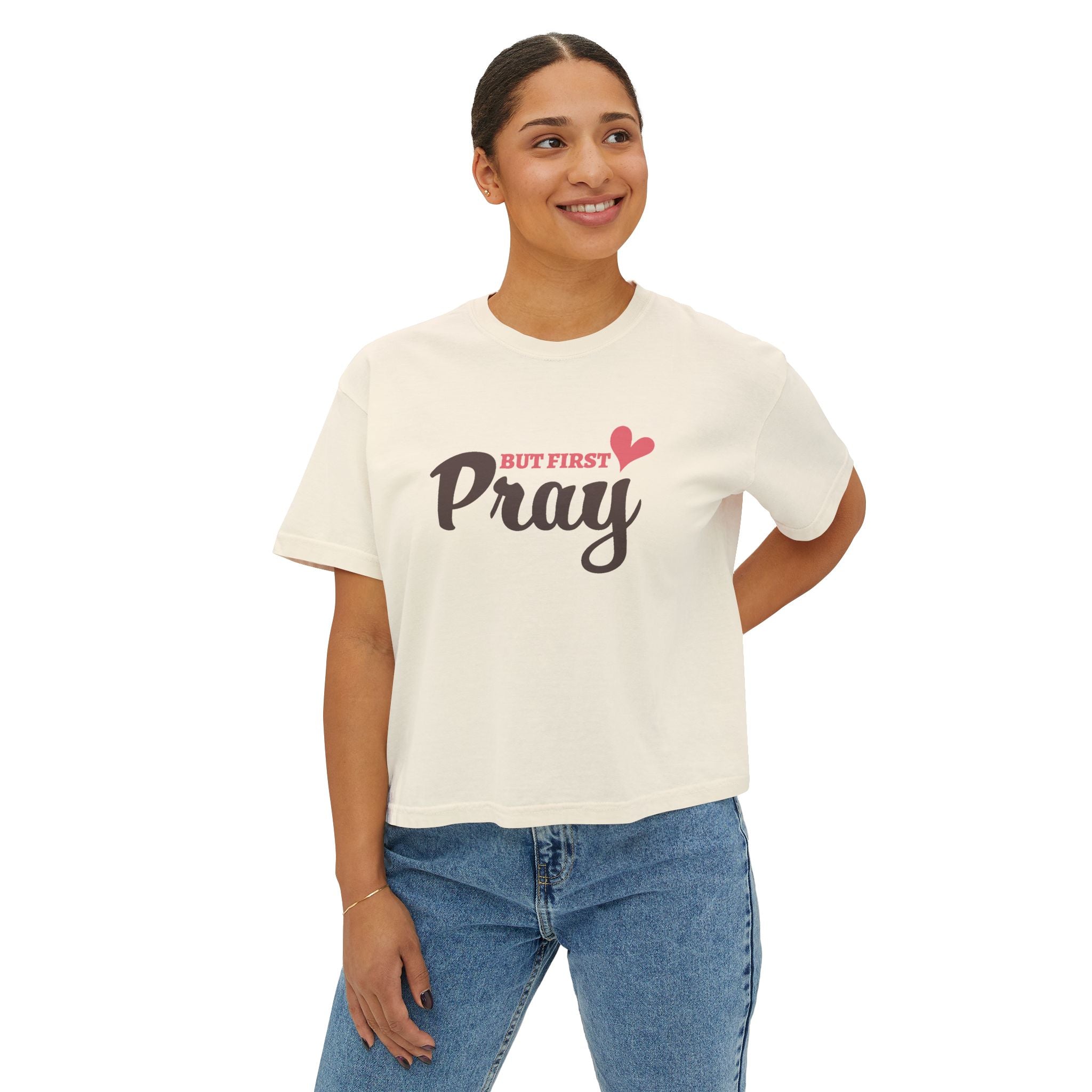 Faith Based Teen Girl T-Shirt - But First Pray | T-Shirt by atgodanddesigns