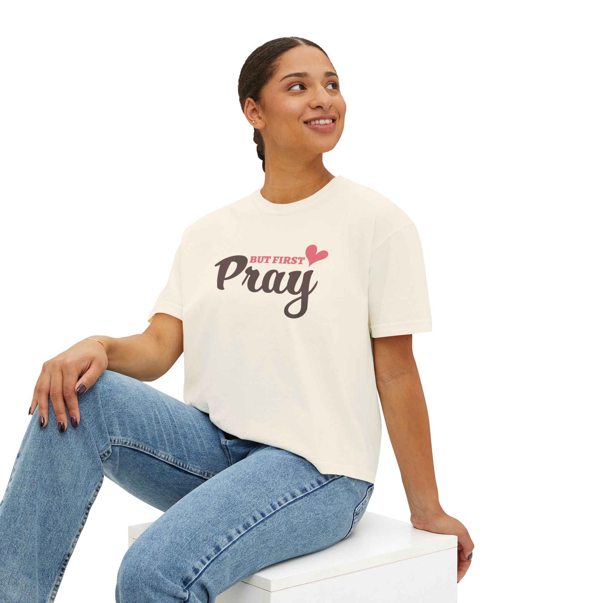 Faith Based Teen Girl T-Shirt - But First Pray | T-Shirt by atgodanddesigns
