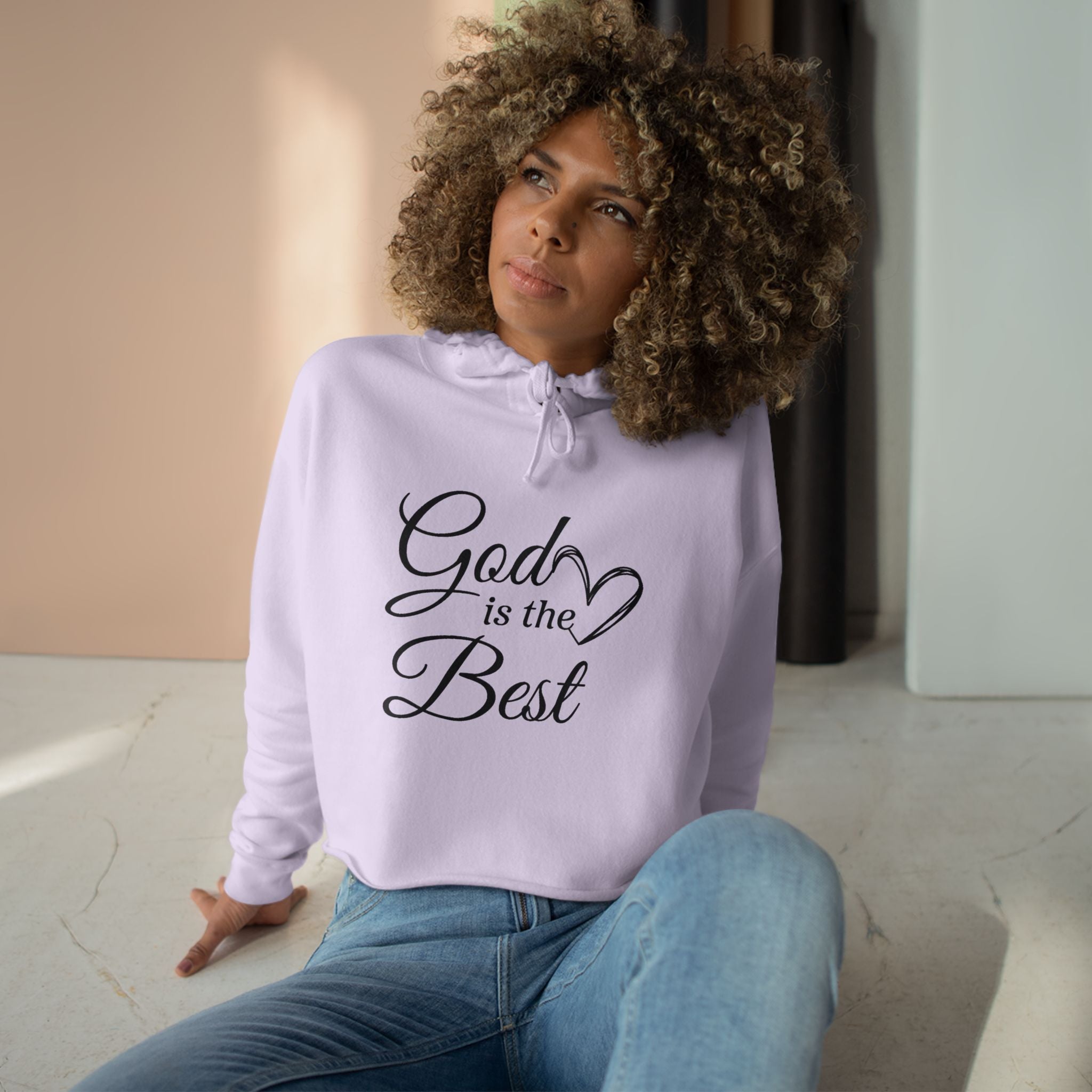 Faith Based Teen Girls Crop Hoodie - God Is The Best | Hoodie by atgodanddesigns