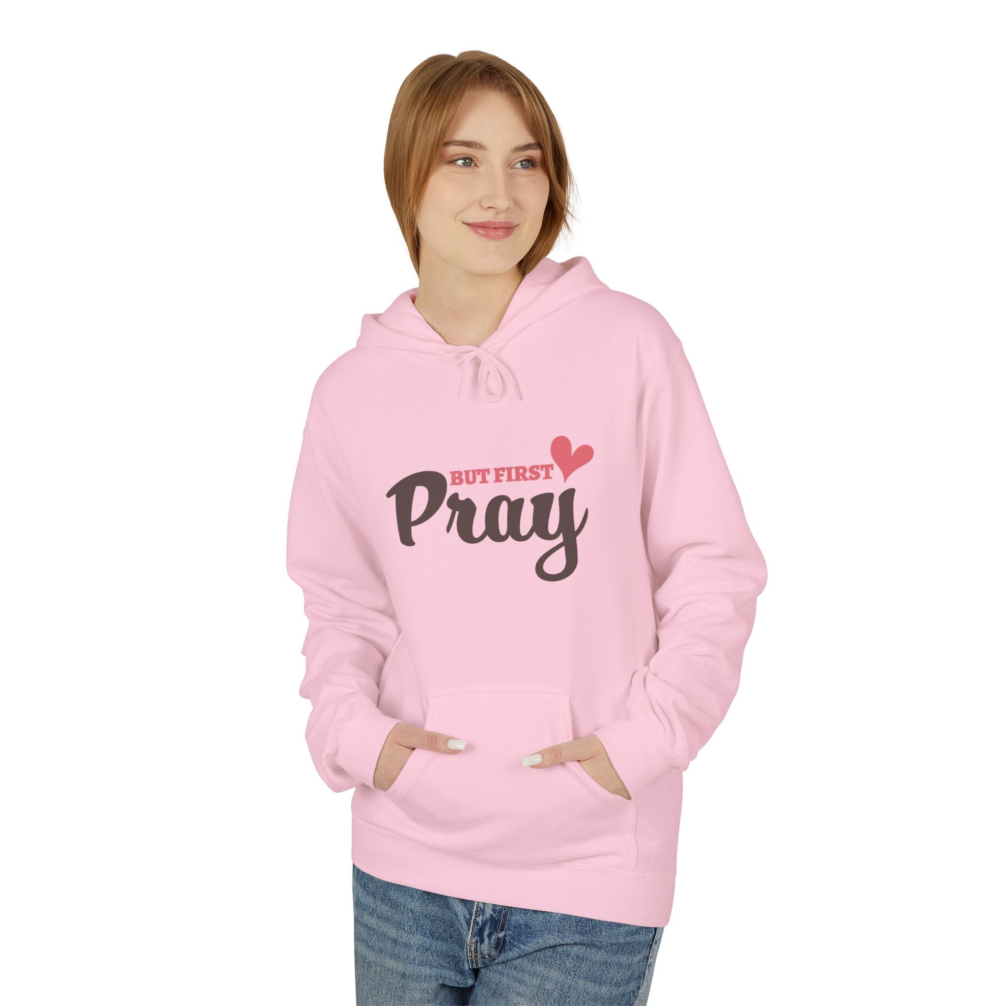 Faith Based Teen Girls Fleece Hoodie - But First Pray | Hoodie by atgodanddesigns