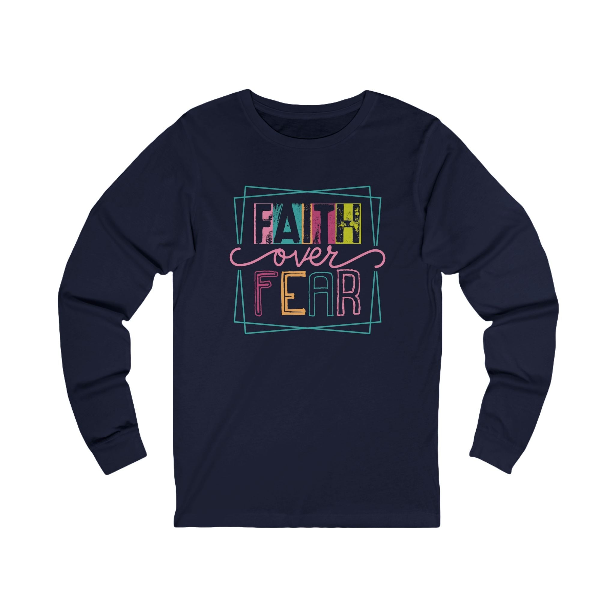 Faith Based Teen Girls Long Sleeve T-Shirt - Faith Over Fear | Long - sleeve by atgodanddesigns