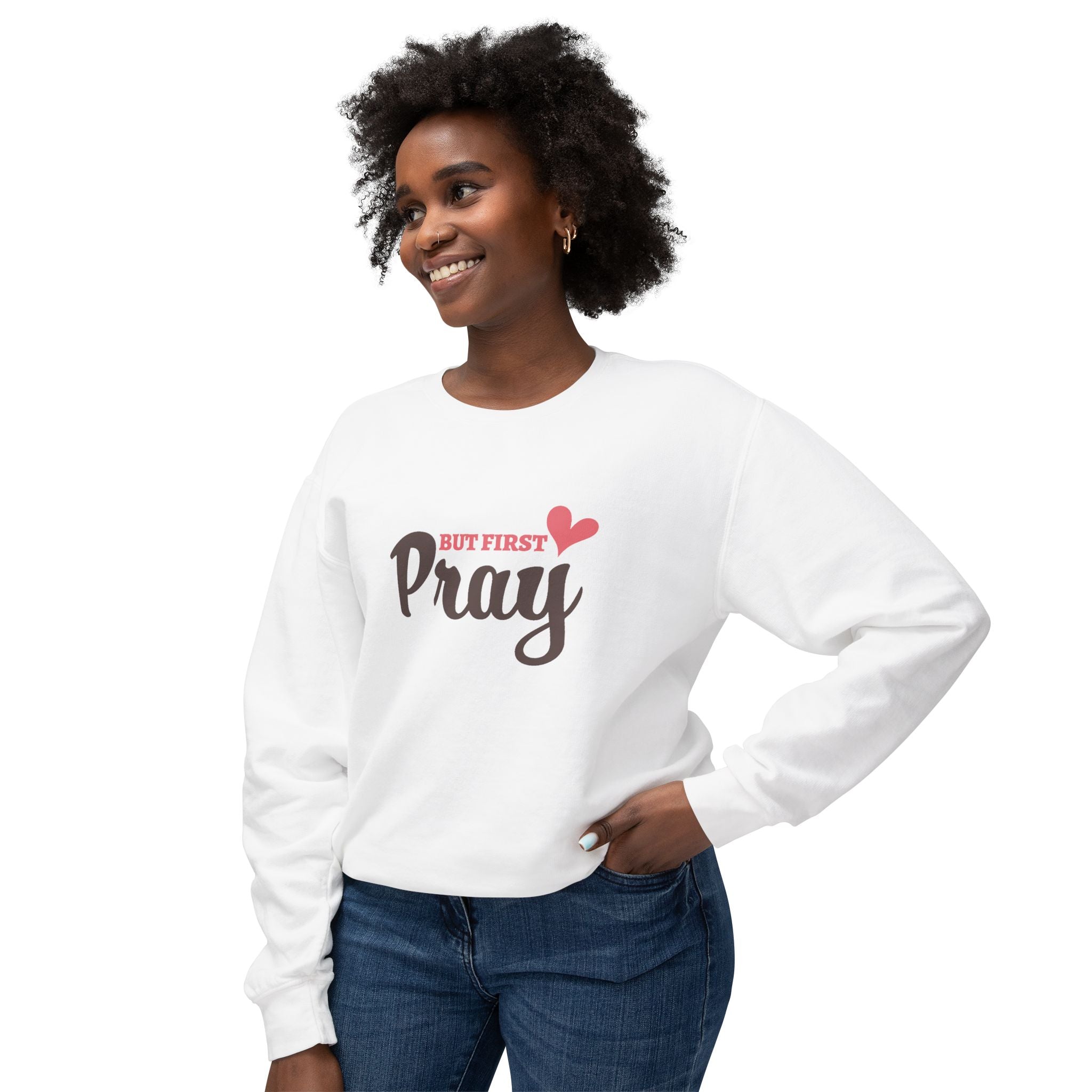Faith Based Teen Girls Sweatshirt - But First Pray | Sweatshirt by atgodanddesigns