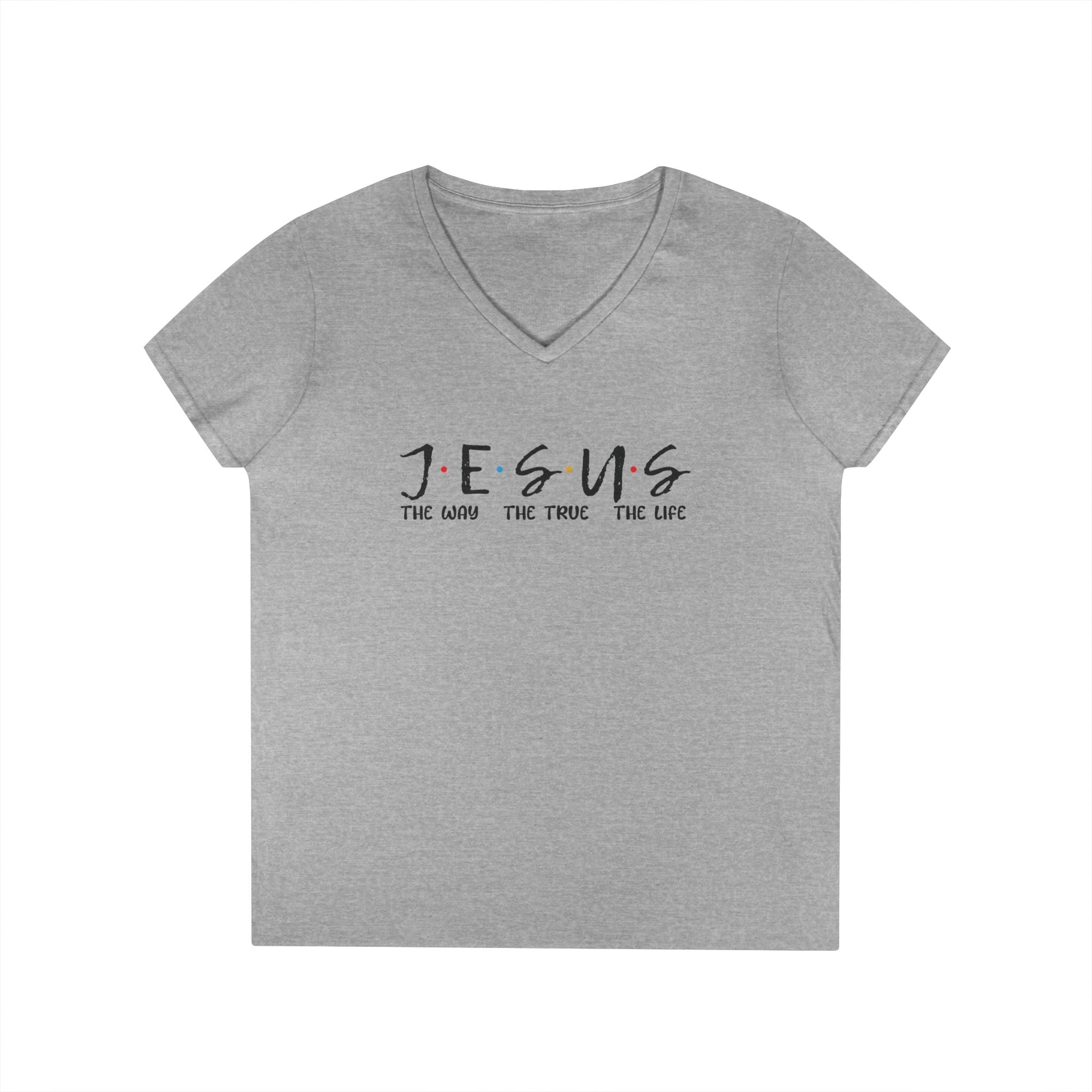 Faith Based Teen Girls T-Shirt - J.E.S.U.S The Way The True The Light | V - neck by atgodanddesigns