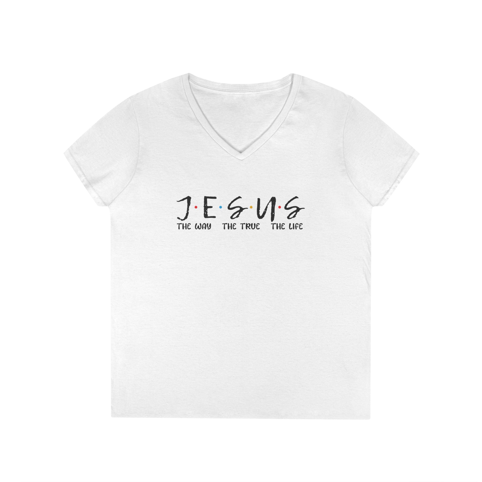 Faith Based Teen Girls T-Shirt - J.E.S.U.S The Way The True The Light | V - neck by atgodanddesigns