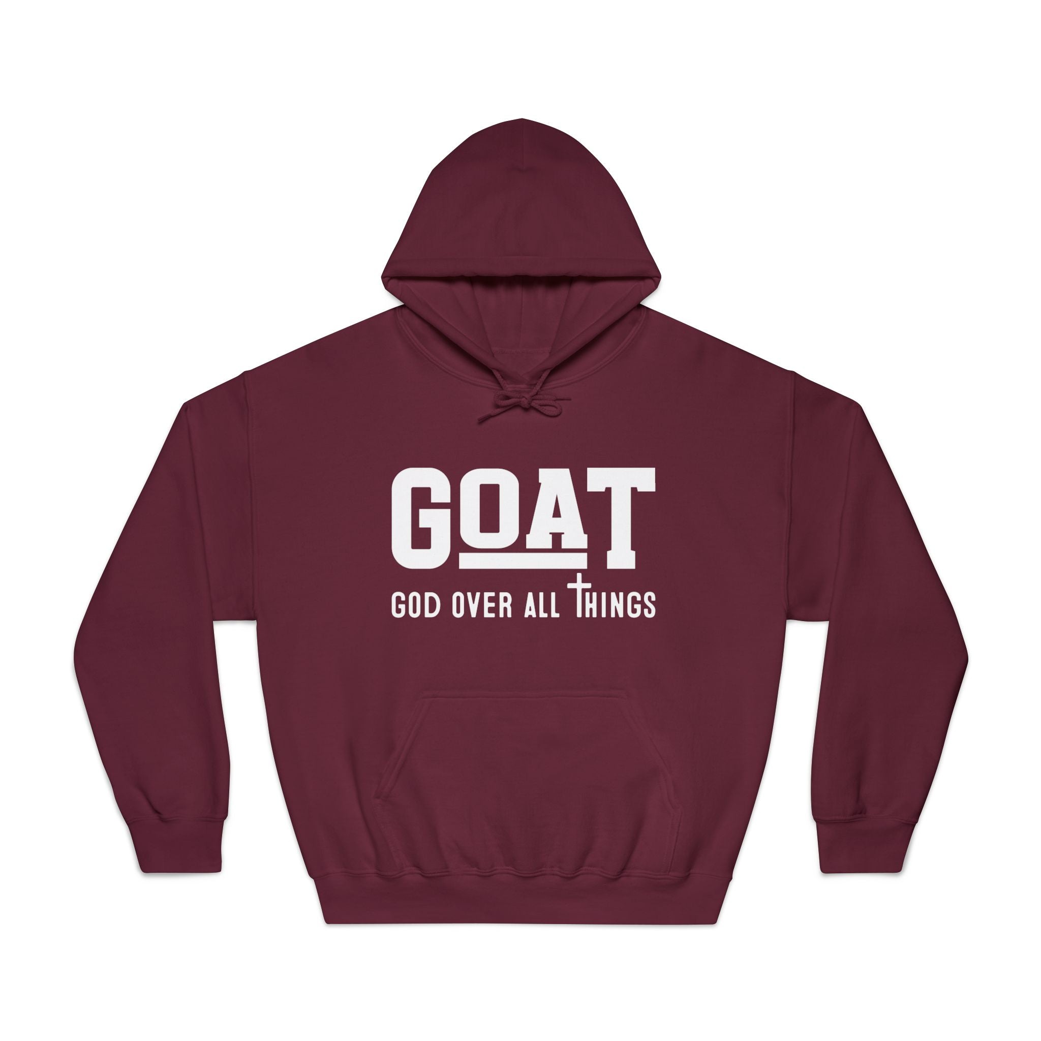 Faith Based Teen Hooded Sweatshirt - GOAT - God Over All Things | Hoodie by atgodanddesigns