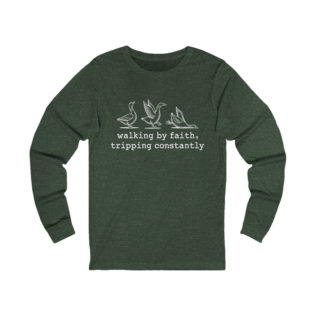 Faith Based Teen Long Sleeve T-Shirt - Walking By Faith, Tripping Constantly | Long - sleeve by atgodanddesigns