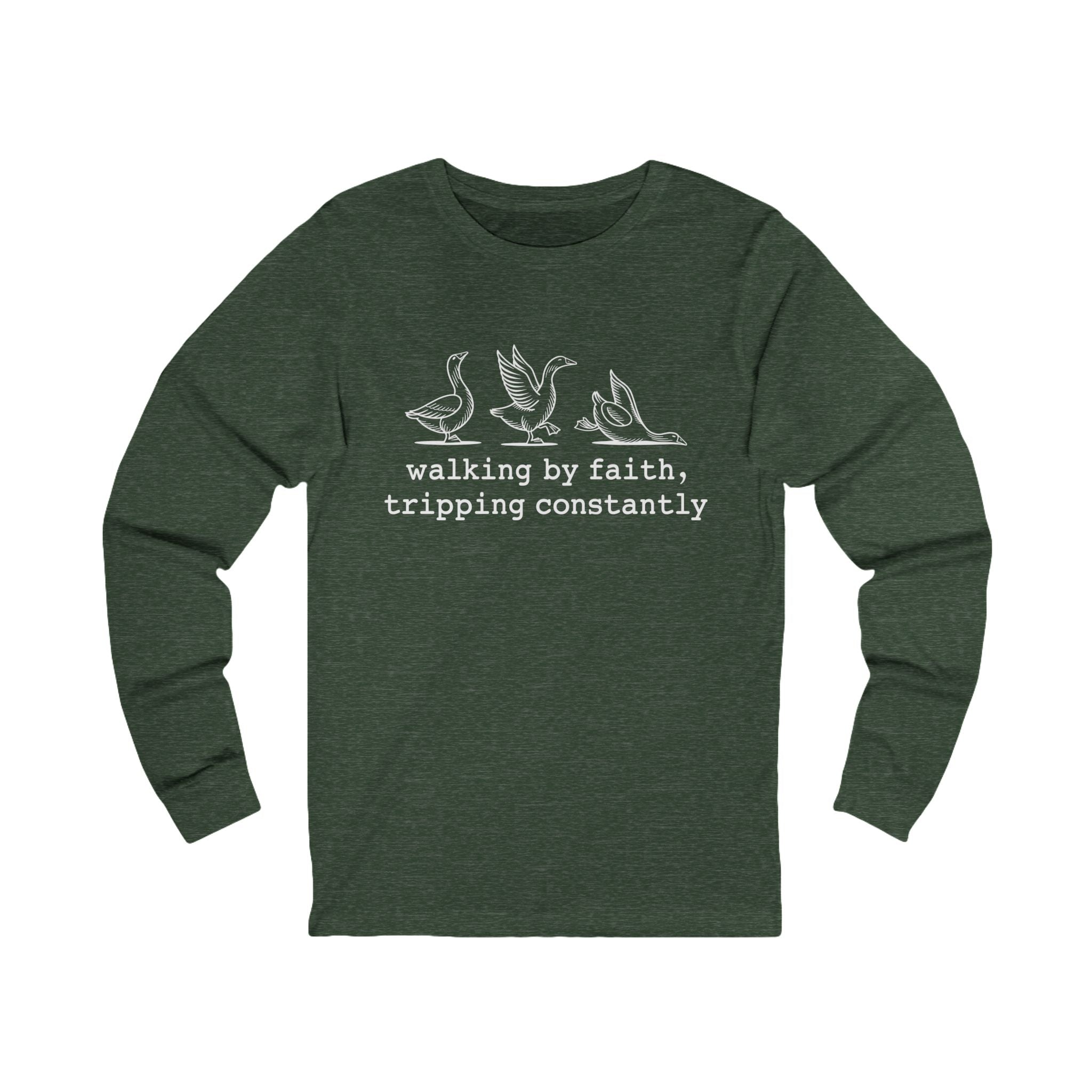 Faith Based Teen Long Sleeve T-Shirt - Walking By Faith, Tripping Constantly | Long - sleeve by atgodanddesigns