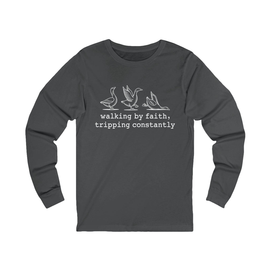 Faith Based Teen Long Sleeve T-Shirt - Walking By Faith, Tripping Constantly | Long - sleeve by atgodanddesigns