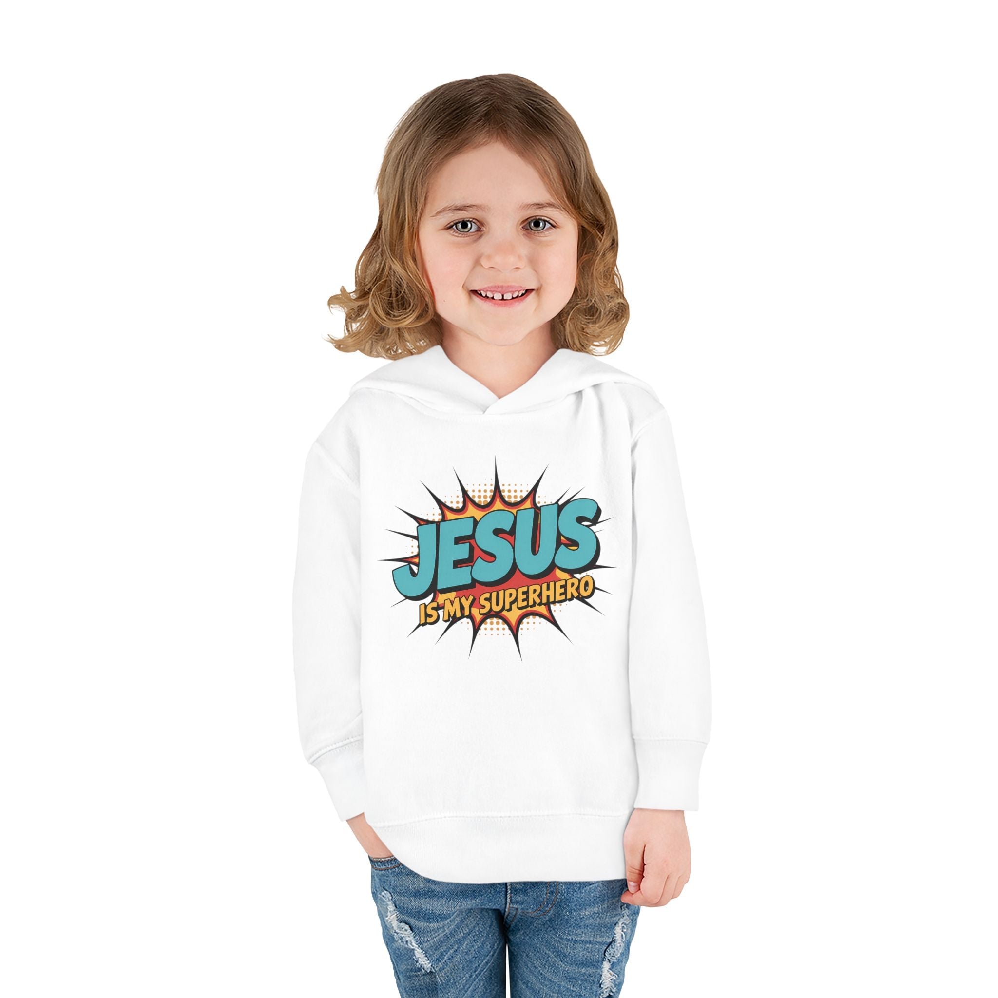 Faith Based Toddler Hoodie - Jesus Is My Superhero | Kids clothes by atgodanddesigns
