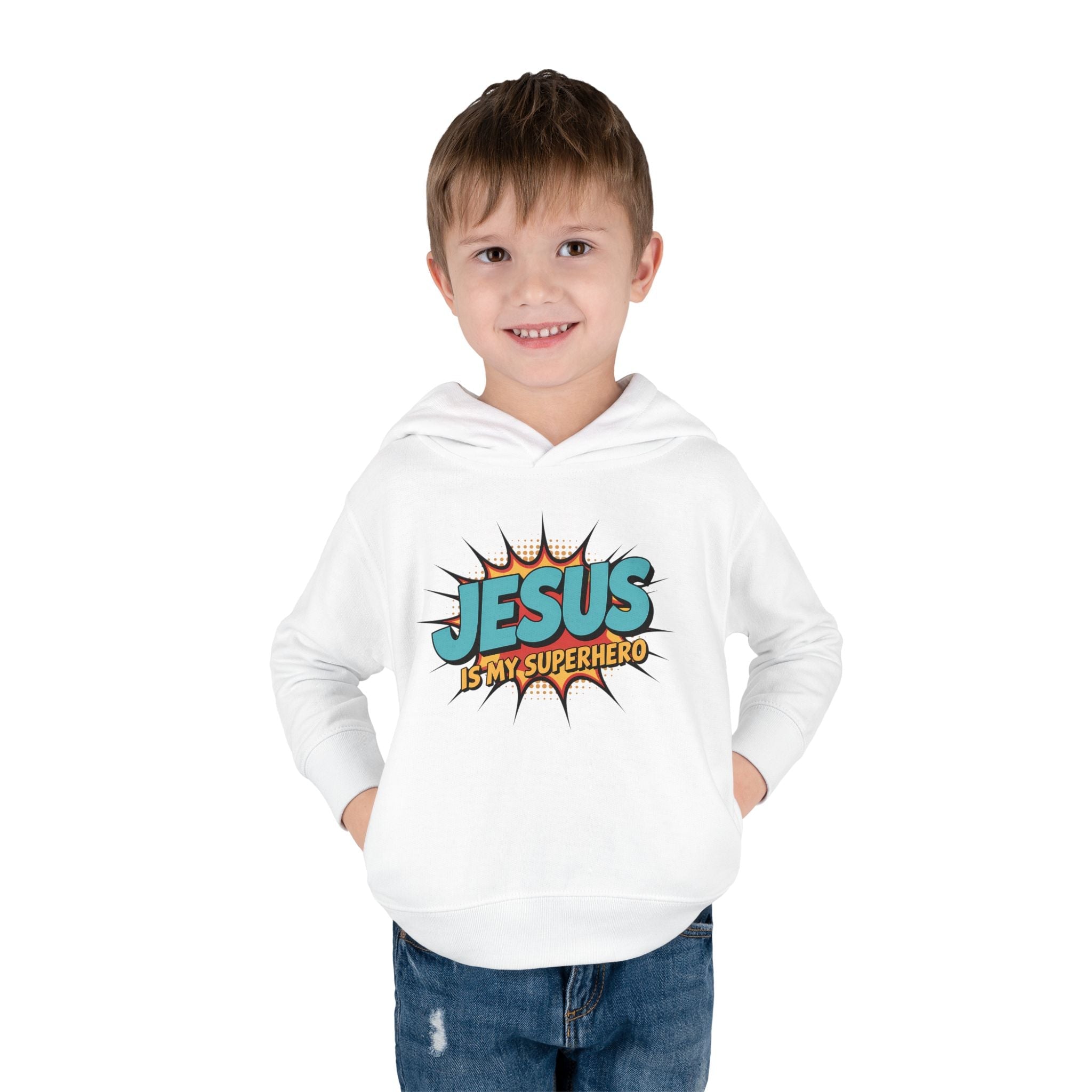 Faith Based Toddler Hoodie - Jesus Is My Superhero | Kids clothes by atgodanddesigns