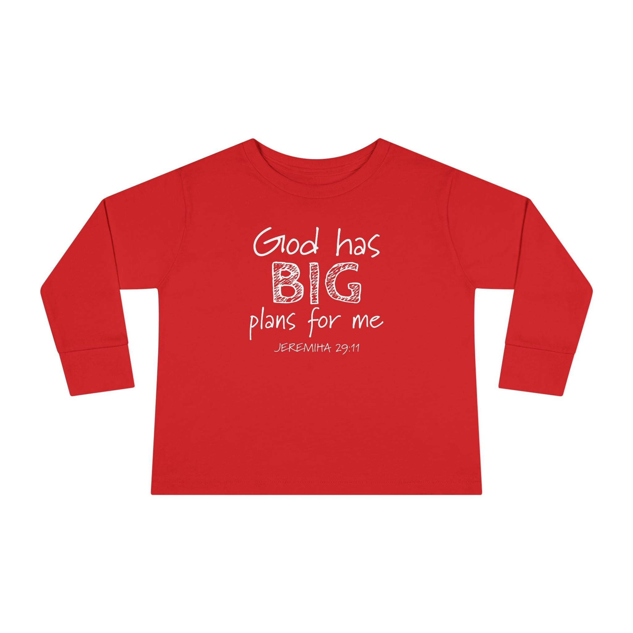 Faith Based Toddler Long Sleeve T-Shirt - God Has Big Plans For Me | Kids clothes by atgodanddesigns